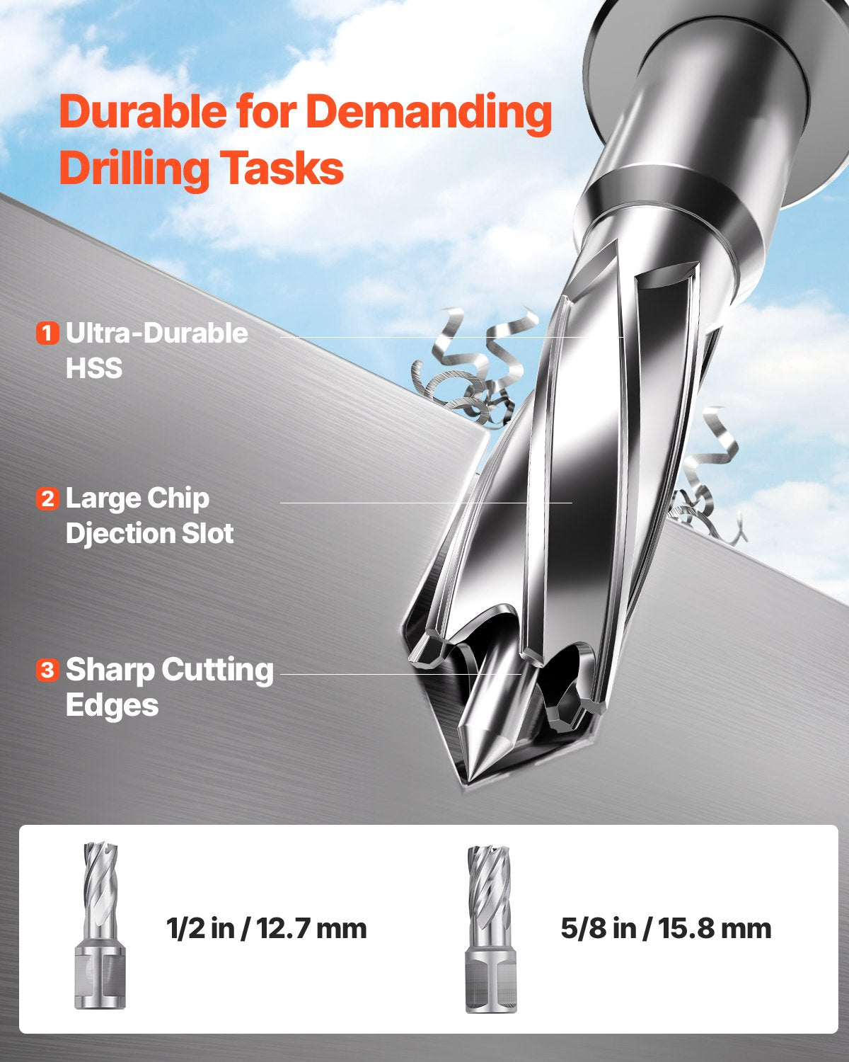 VEVOR Magnetic Drill, 1450W Motor 1.6 in Boring Diameter, 2810 lbf Portable Electric Mag Drill Press, with 2 Coring Bits, Variable Speed, Drilling Machine for Metal Surface, Home Improvement Industry
