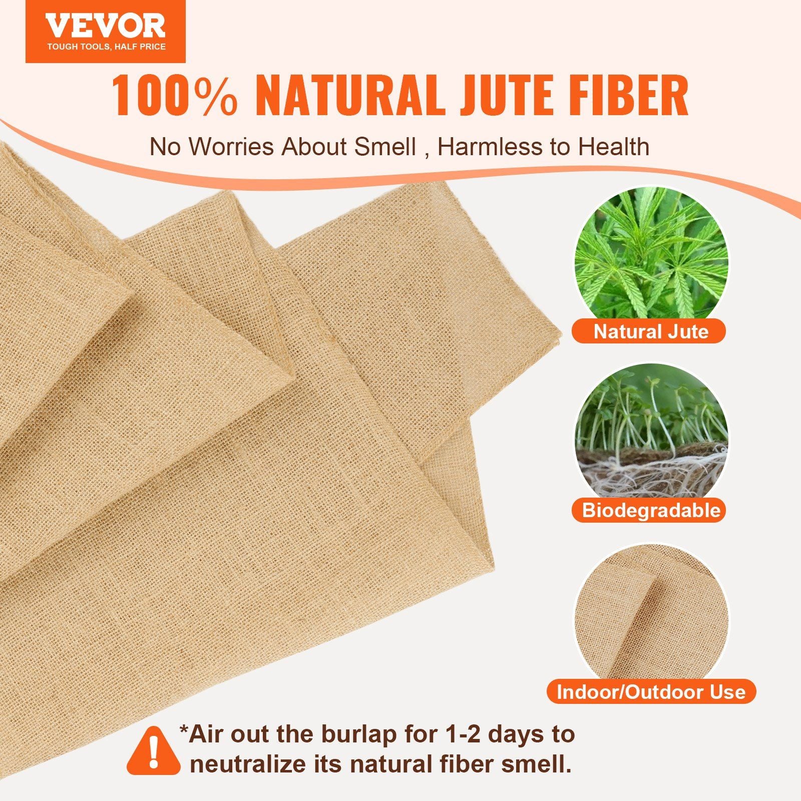 Burlap Fabric Roll, 355 mm x 45.7 m & 50 x 50 Density Wide Natural Burlap Fabric Rolls, Jute Fabric Burlap Tree Wrap Roll, for Decor, Crafts, Wedding, Gardening, Plant & Tree Winter Covering
