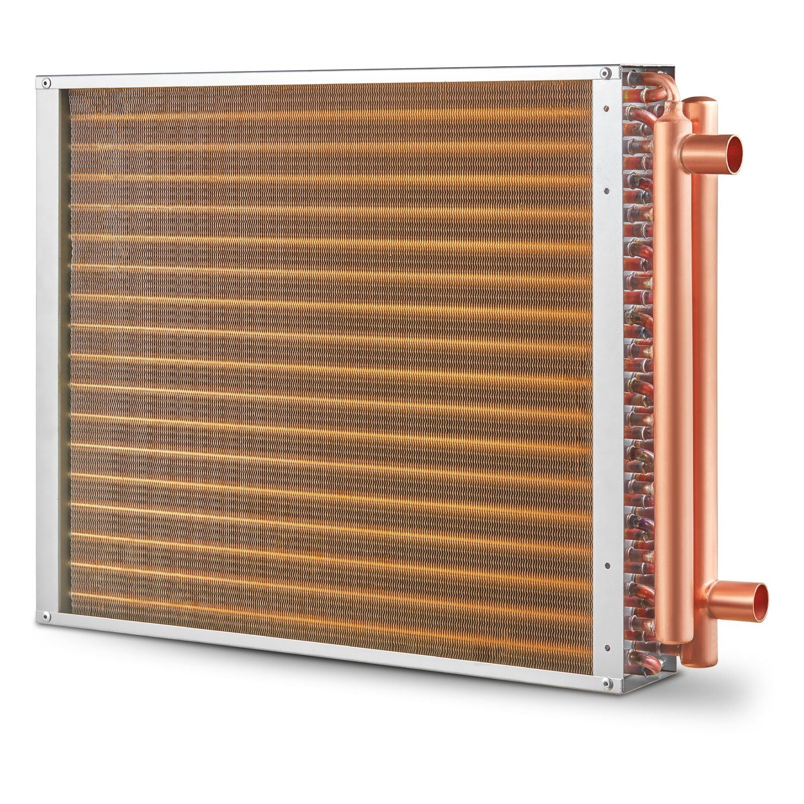 Heat Exchanger Water to Air, 18"x 20" with 3-Row 3/8" Copper Ports, 242 Aluminum Fins Heat Exchanger for Outdoor Wood Furnaces, Residential Heating and Cooling, and Forced Air Heating