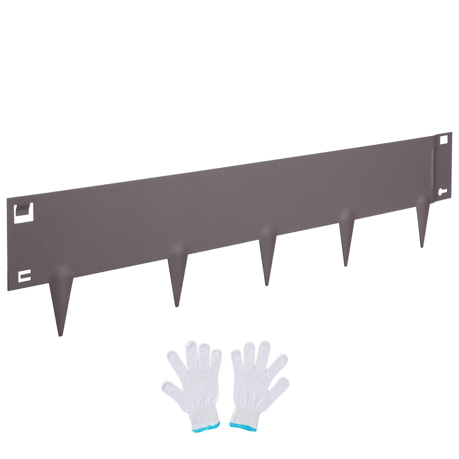 VEVOR Steel Landscape Edging, 5-pack Steel Garden Edging Borders, 39" L x 5" H Strips, Hammer-in Edging Border, Bendable Metal Landscape Edging for Yard, Garden, Lawn, 3.15" Spike Height, Rustic Brown