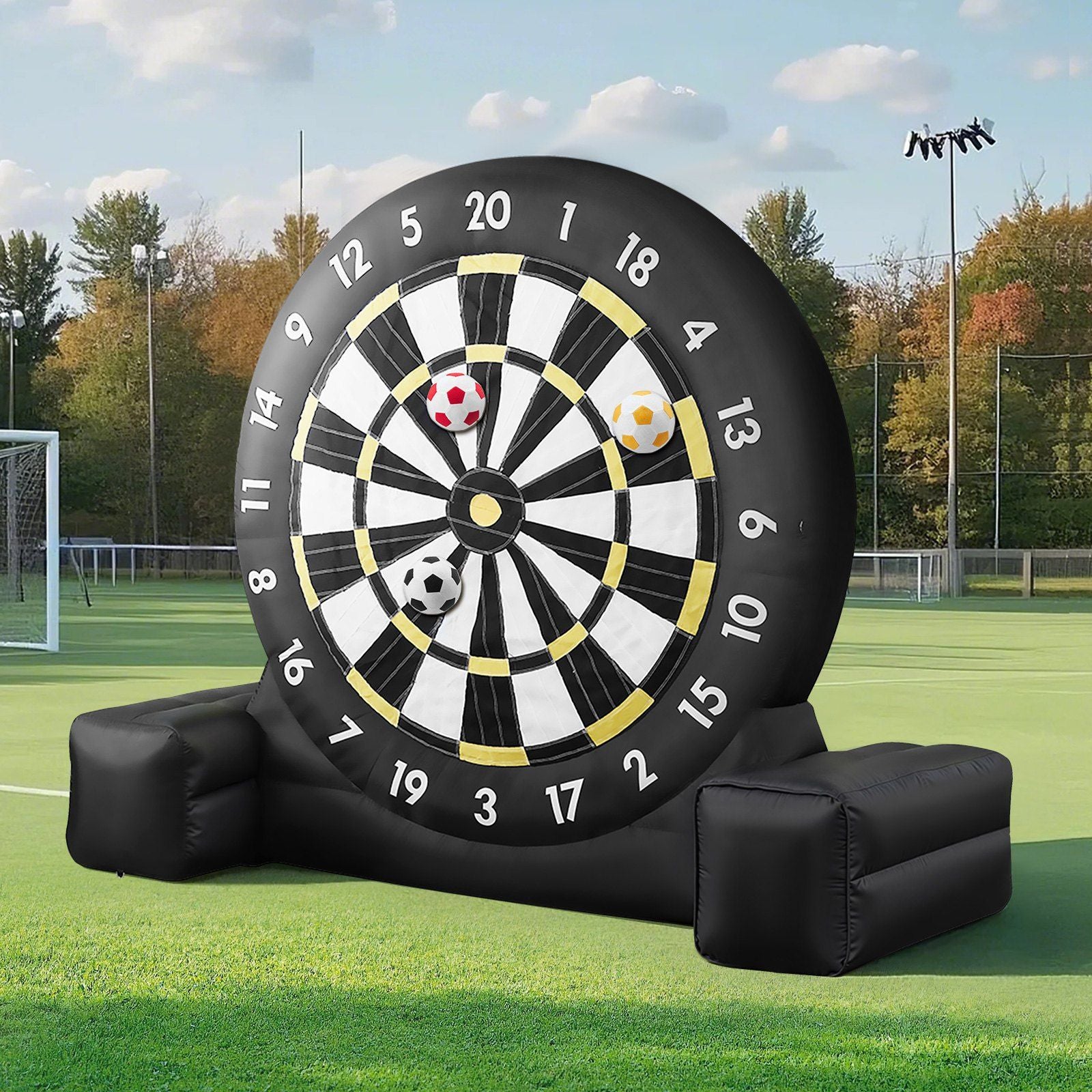 Inflatable Soccer Dart Board, over 2.5 m High Giant Soccer Dart Board with 9 Kick Balls & Air Pump, 2-Minutes Setup & Storage Bag for Easy Carrying, for Giant Yard Games, Giant Kick Darts Game