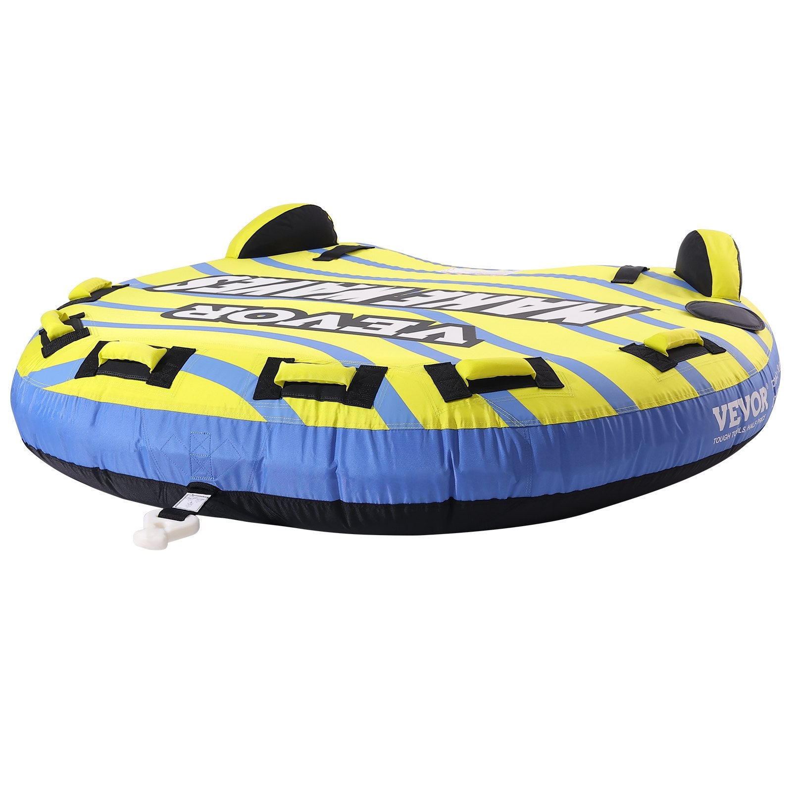 VEVOR Towable Tube for Boating, 1-3 Riders Inflatable Towable Tube with Bumper Fins, 510 lbs Water Sport Towable Tubes for Boats to Pull, Full Nylon Cover, EVA Grab Handles and Speed Safety Valve