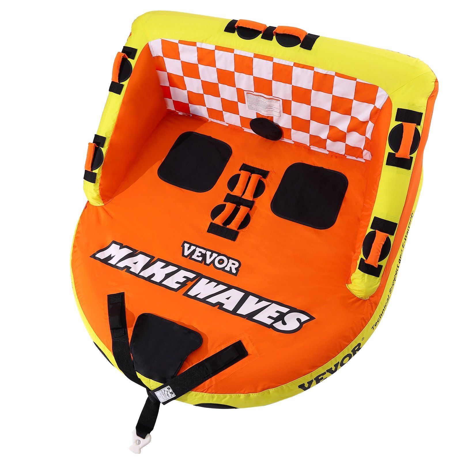 Towable Tube for Boating, 1-2 Riders Inflatable Towable Tubes with Deck Seats and Backrest, 340 lbs Water Sport Tube for Boat to Pull, Full Nylon Cover, EVA Grab Handles and Speed Safety Valve