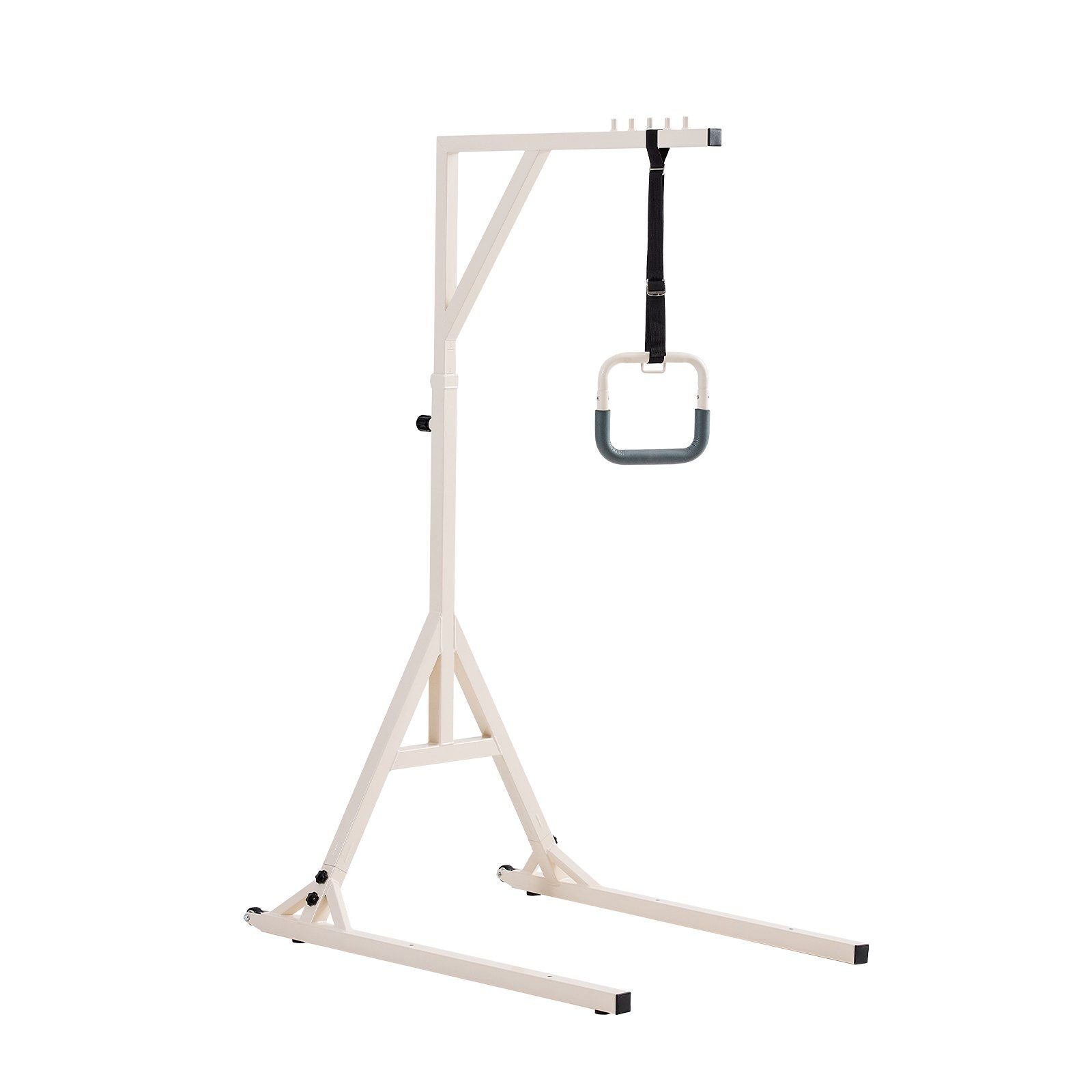 Trapeze Bar for Bed Mobility, Height-Adjustable Bed Trapeze with 2 Casters, 350LBS Weight Capacity Heavy Duty Pull Up Assist Bar with Floor Stand for Elderly, Disabled, Bedridden Patients
