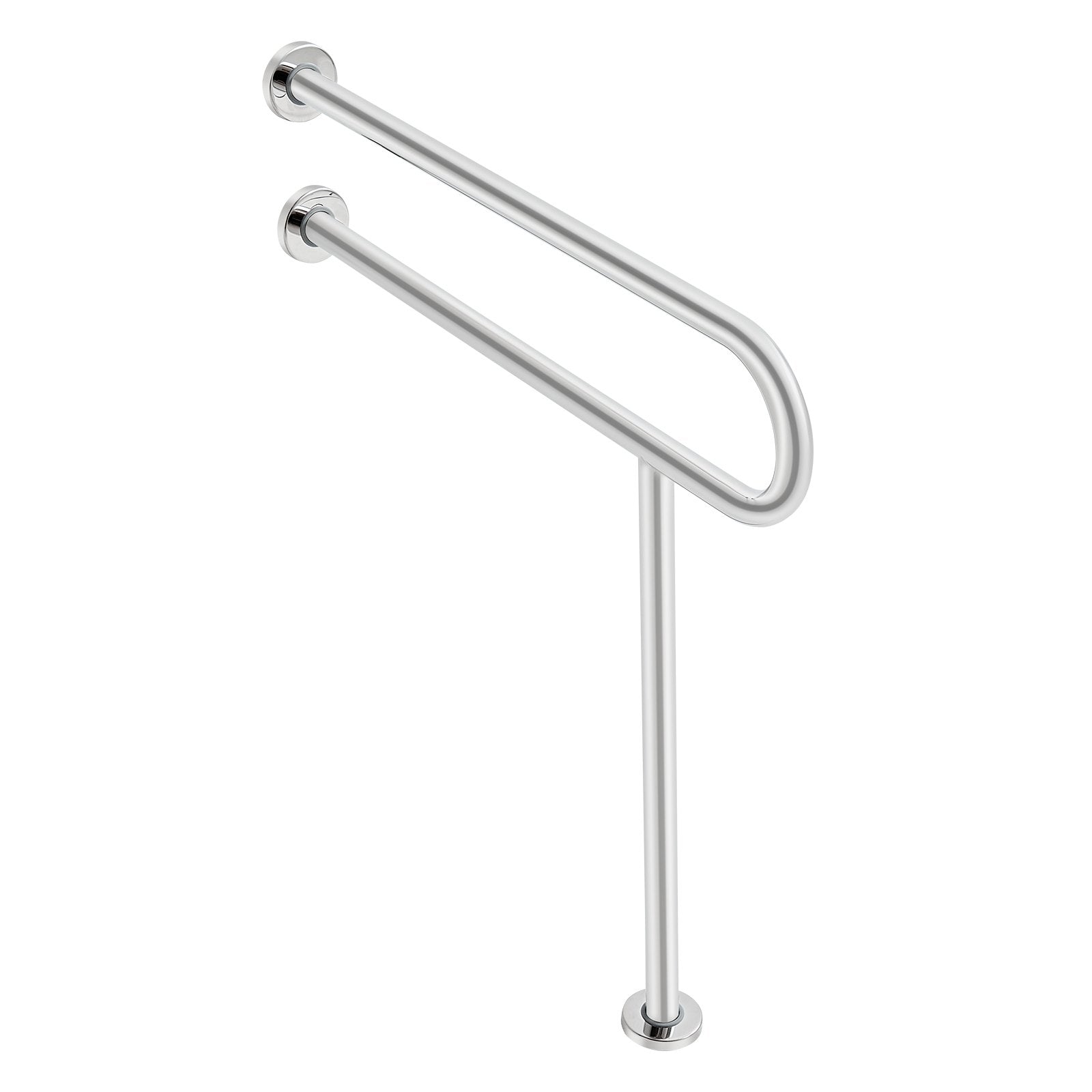VEVOR Toilet Safety Rail, 80 cm U-Shaped Handicap Grab Bar, 304 Stainless Steel Senior Safety Pole, Toilet Grab Bars with Anti-Slip Handle, 136 kg Load Capacity Security Handrail with Support Leg