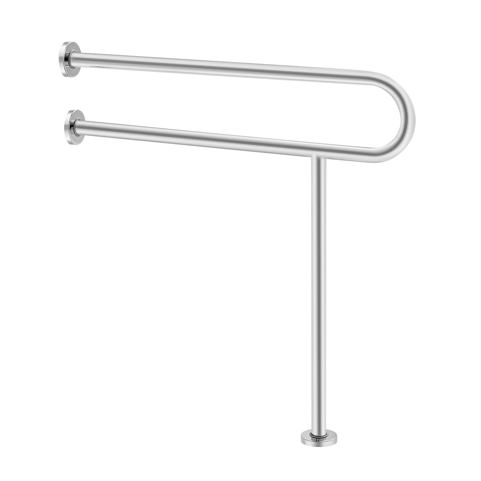 VEVOR Toilet Safety Rail, 80 cm U-Shaped Handicap Grab Bar, 304 Stainless Steel Senior Safety Pole, Toilet Grab Bars with Anti-Slip Handle, 136 kg Load Capacity Security Handrail with Support Leg