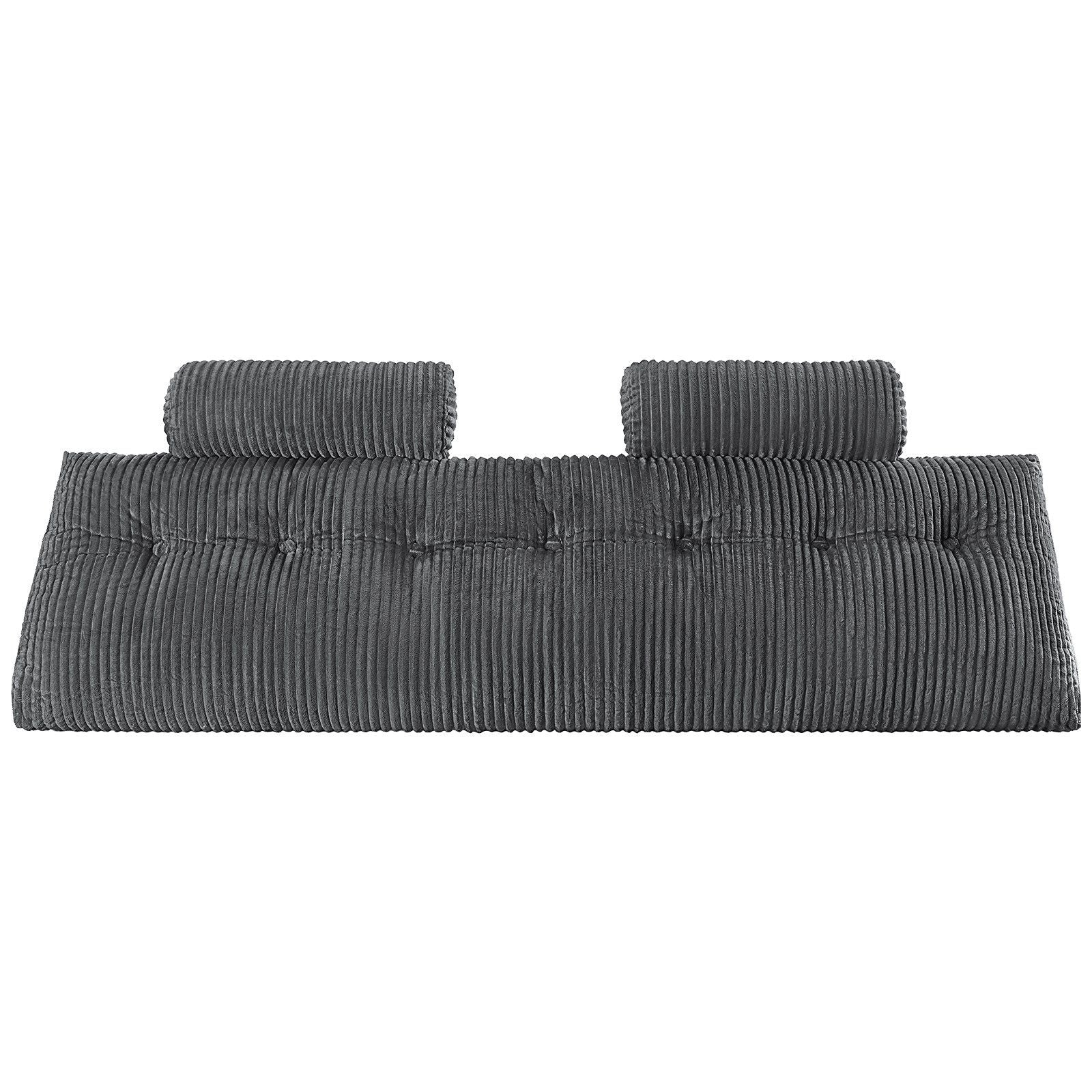 Headboard Pillow, King Size Wedge Headboard Pillow with 2 Side Pockets and 2 Headrests, Bed Wedge Pillow with Washable Flannel Cloth, for Reading, Gaming, Resting, Working in Bed, Grey