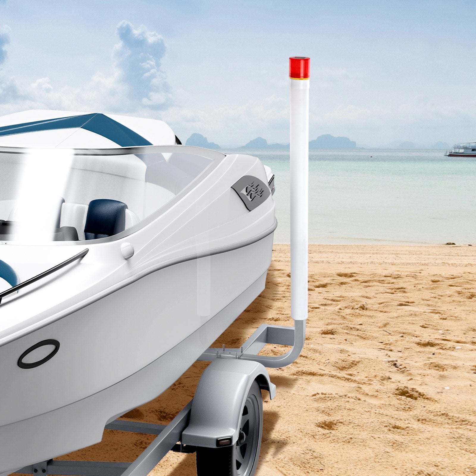 VEVOR Boat Trailer Guide, 1.57M with LED Light Trailer Guide Poles, 2PCS Rustproof Galvanized Steel Trailer Guide ons, Trailer Guides with PVC Pipes, for Ski Boat, Fishing Boat or Sailboat Trailer