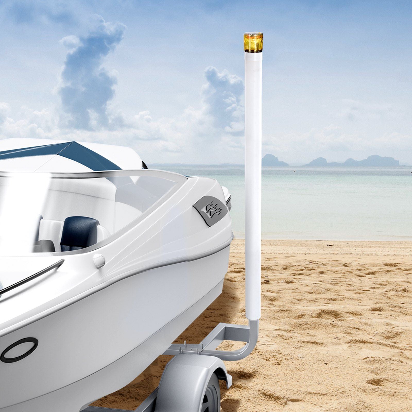 Boat Trailer Guide, 1670mm with LED Light Trailer Guide Poles, 2PCS High-Hardness Steel Guide-Ons, Wide Adjustable Trailers Guides with PVC Pipes, for Ski Boat, Fishing Boat, Sailboat Trailers