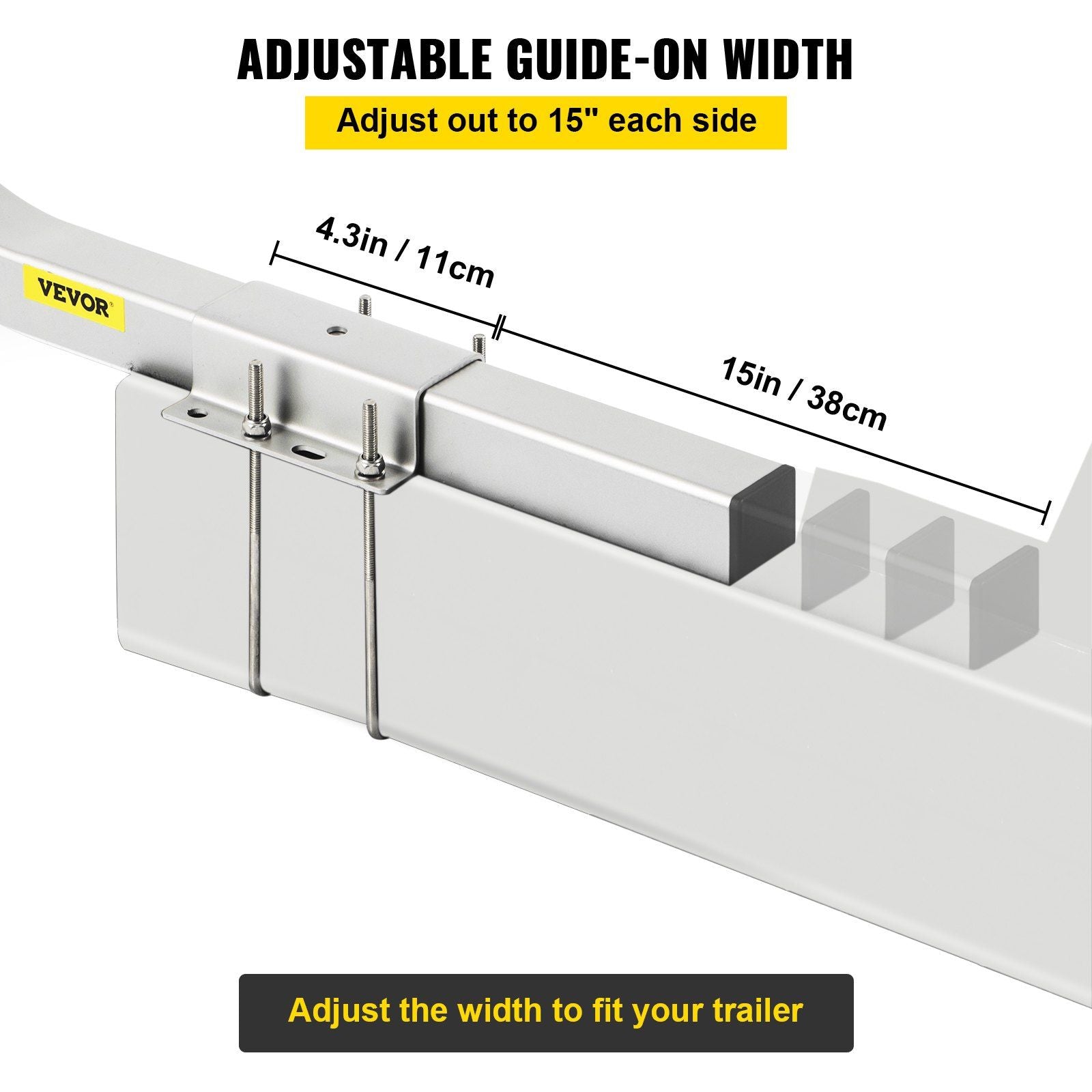 Boat Trailer Guide-ons, 40\", 2PCS Rustproof Galvanized Steel Trailer Guide ons, Trailer Guides with Black PVC Pipes, Mounting Parts Included, for Ski Boat, Fishing Boat or Sailboat Trailer