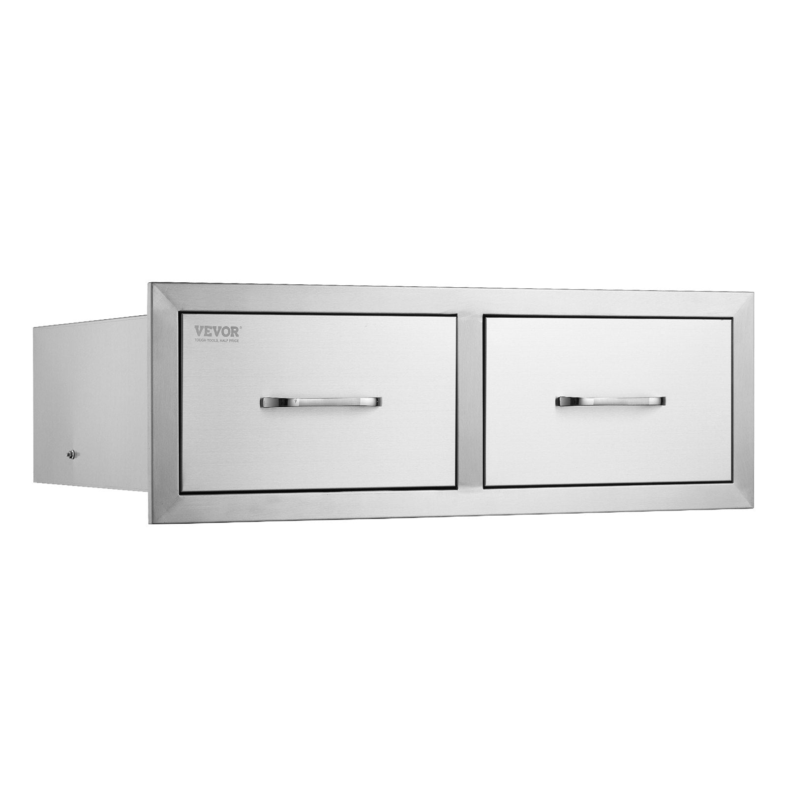 VEVOR Outdoor Kitchen Drawers 30" W x 10" H x 20" D, Horizontal Double BBQ Access Drawers Stainless Steel with Handle, BBQ Island Drawers for Outdoor Kitchens or Patio Grill Station