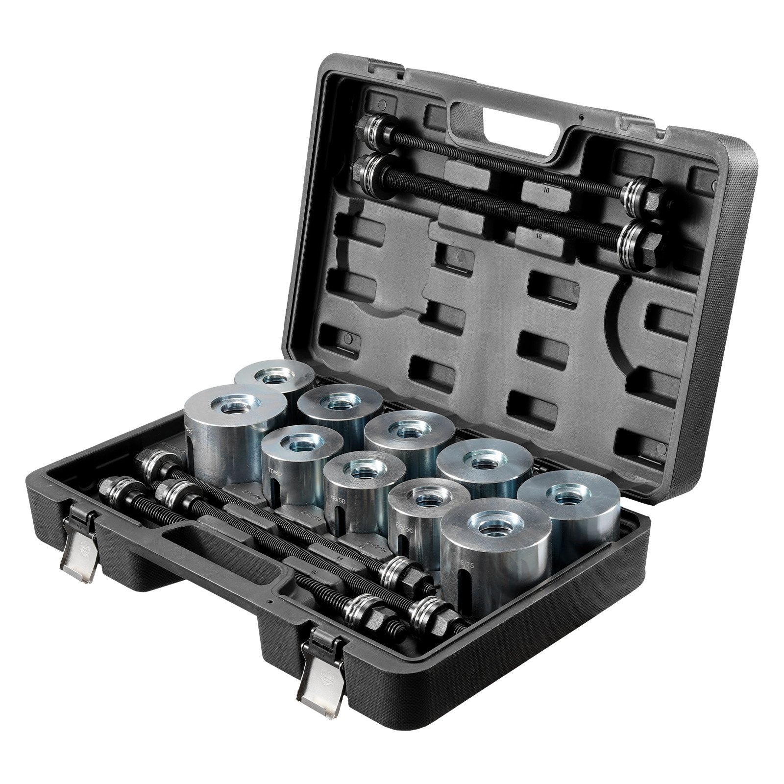 VEVOR Pull and Press Sleeve Kit, 27 PCS, Steel Bush Removal Insertion Sleeve Tools with Carrying Case, Compatible with LCV and HGV Engines, for Removing and Installing Bushings, Bearings, and Seals