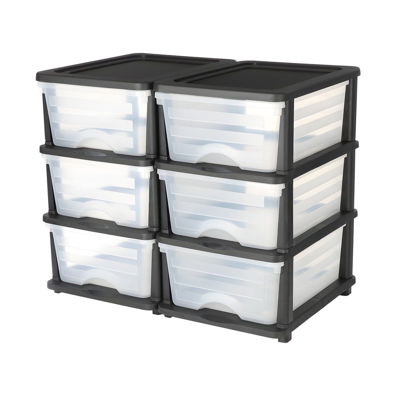 Plastic Storage Drawers, 2 Pack Storage Organizer Drawer, 6 Drawers Closet Organization and Storage Dividers, Dresser Organizer Clear Bins for Office Supplies, Craft Rooms, Classrooms and Home