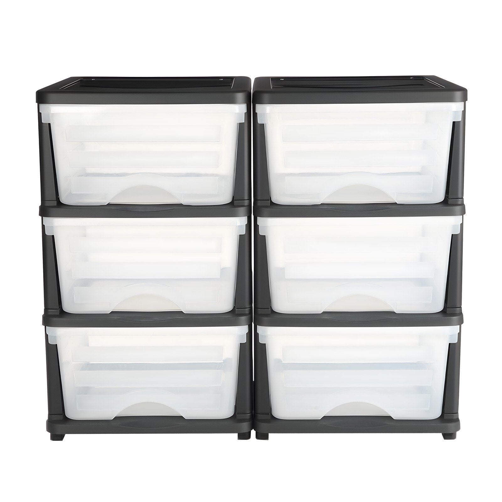 Plastic Storage Drawers, 2 Pack Storage Organizer Drawer, 6 Drawers Closet Organization and Storage Dividers, Dresser Organizer Clear Bins for Office Supplies, Craft Rooms, Classrooms and Home