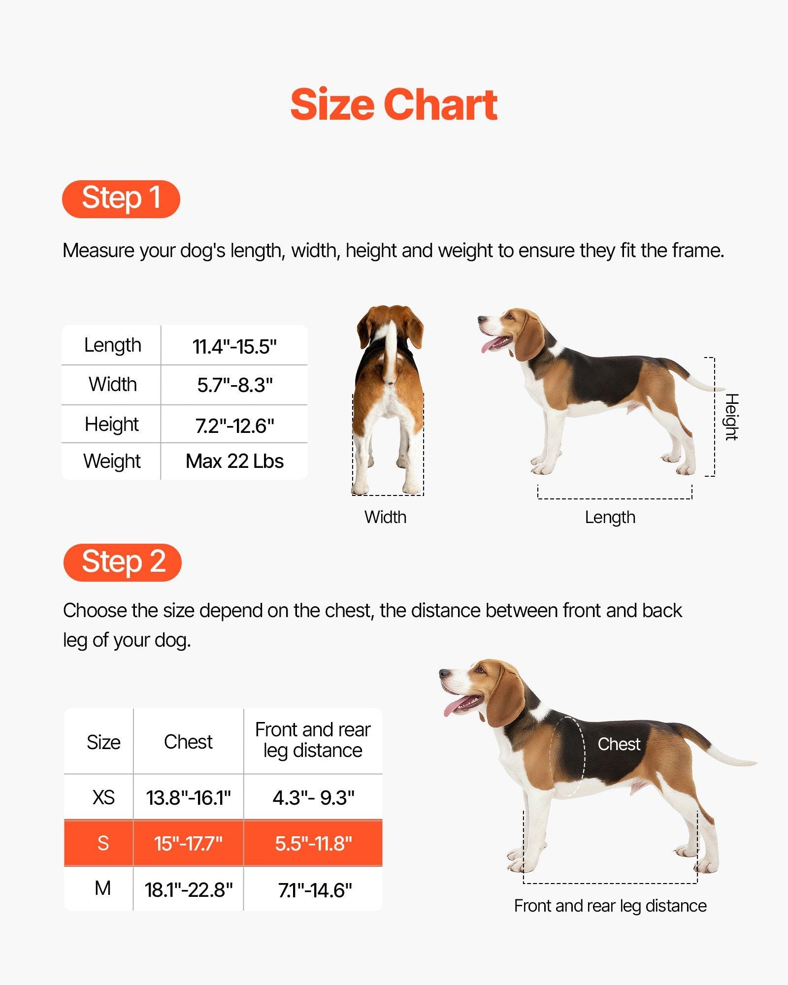 Dog Wheelchair for Back Legs, Adjustable 2 Wheels Pet Wheelchair, Lightweight Dog Cart with Shock-Absorbing Wheels, Mobility Support Wheel Chair for Disabled Injured Dogs up to 10kg, Small