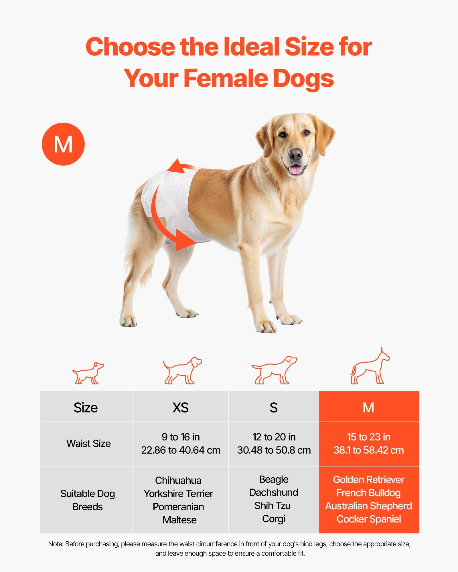 VEVOR Disposable Dog Diapers, Super Absorbent Female Dog Diapers, 360° Leak-Proof Female Doggy Pet Diaper with Wetness Indicator for Heat Period, Training, Incontinence - M, 144 Count (2 Packs of 72)