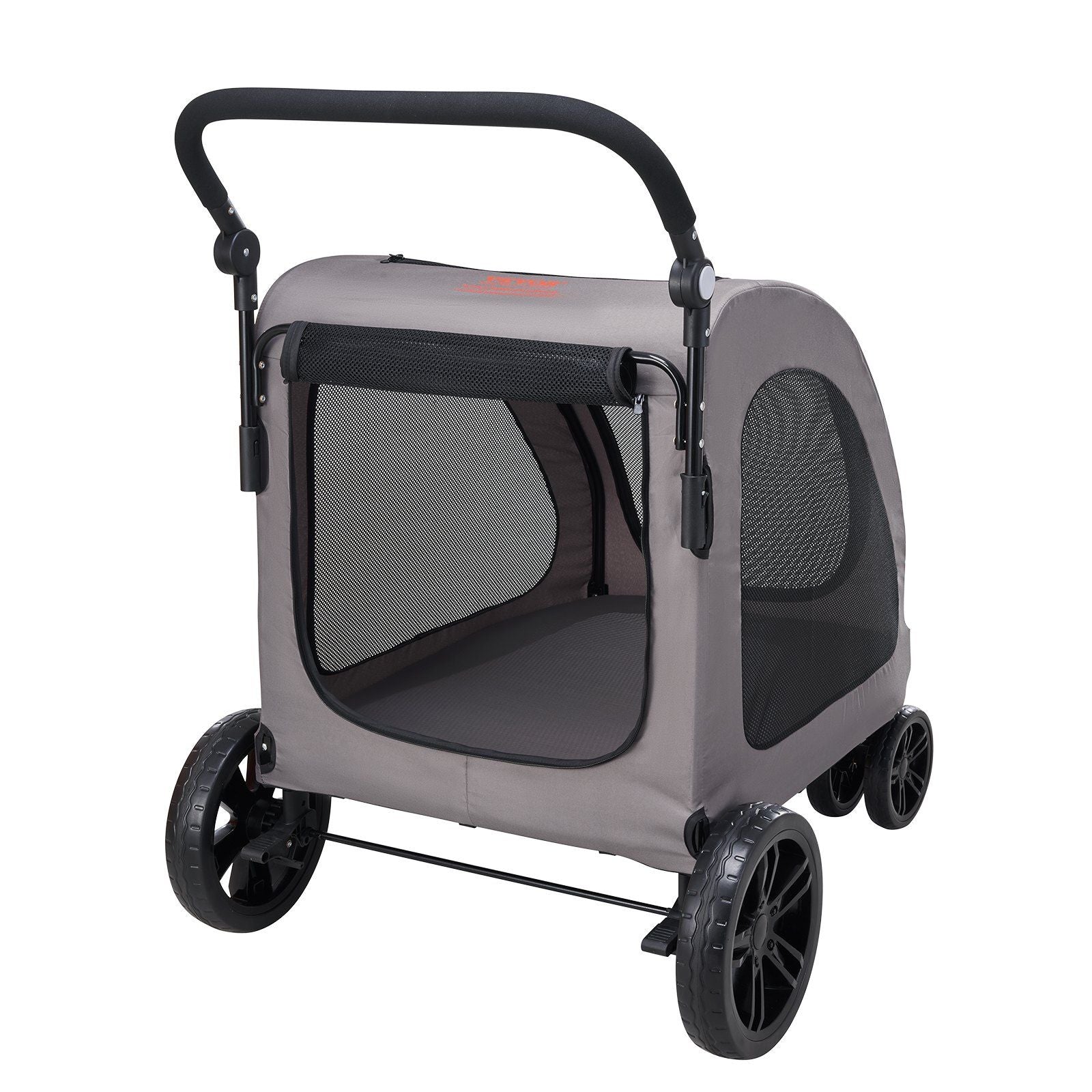 Pet Stroller, 4 Wheels Dog Stroller with Brakes, 160lbs Weight Capacity, Portable Puppy Stroller Carrier with Breathable Mesh Windows & Height-Adjustable Height, Animal Stroller for Cats & Dogs