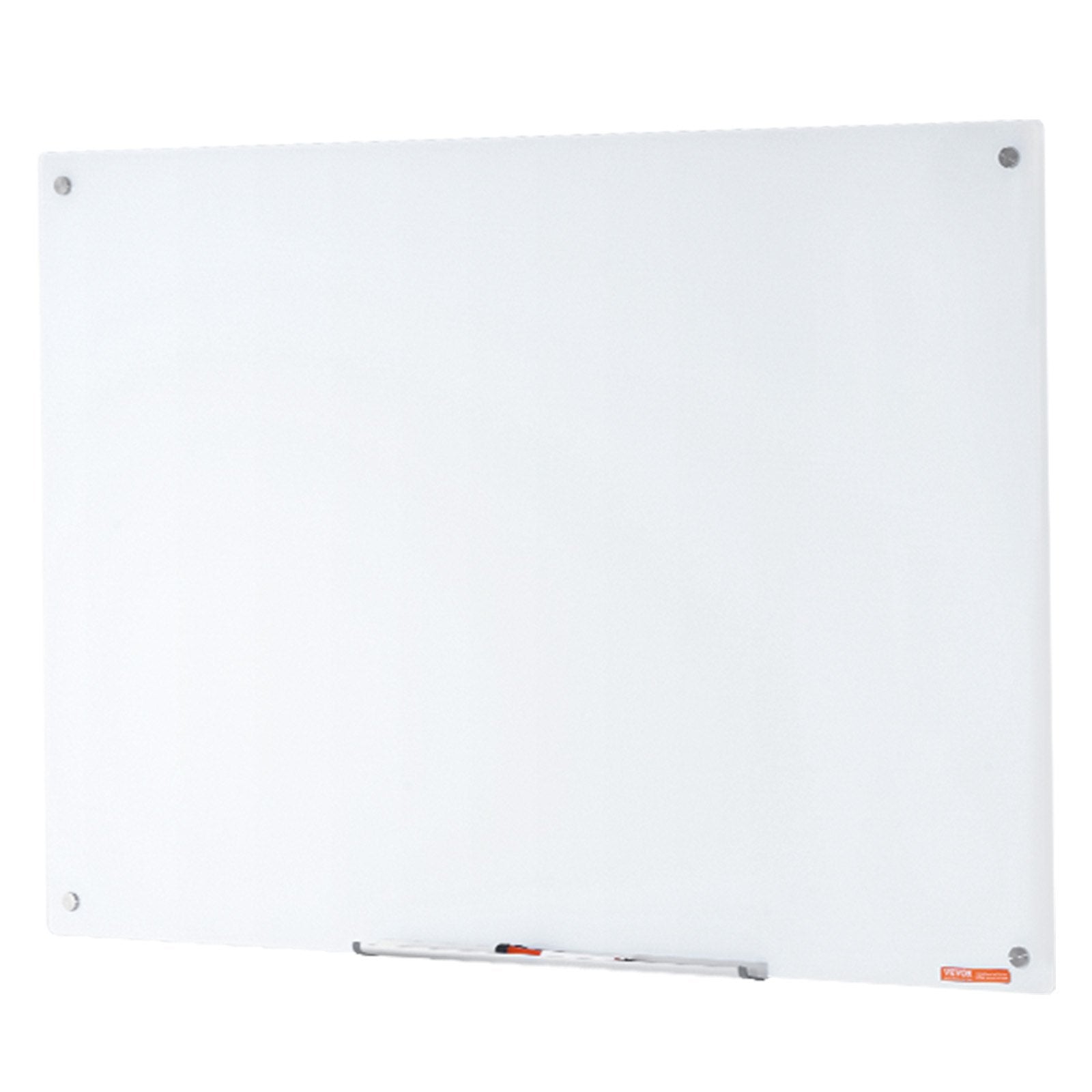 VEVOR Magnetic Glass Whiteboard, Dry Erase Board 48"x32", Wall-Mounted Large White Glassboard Frameless, with Marker Tray, an Eraser and 2 Markers, White