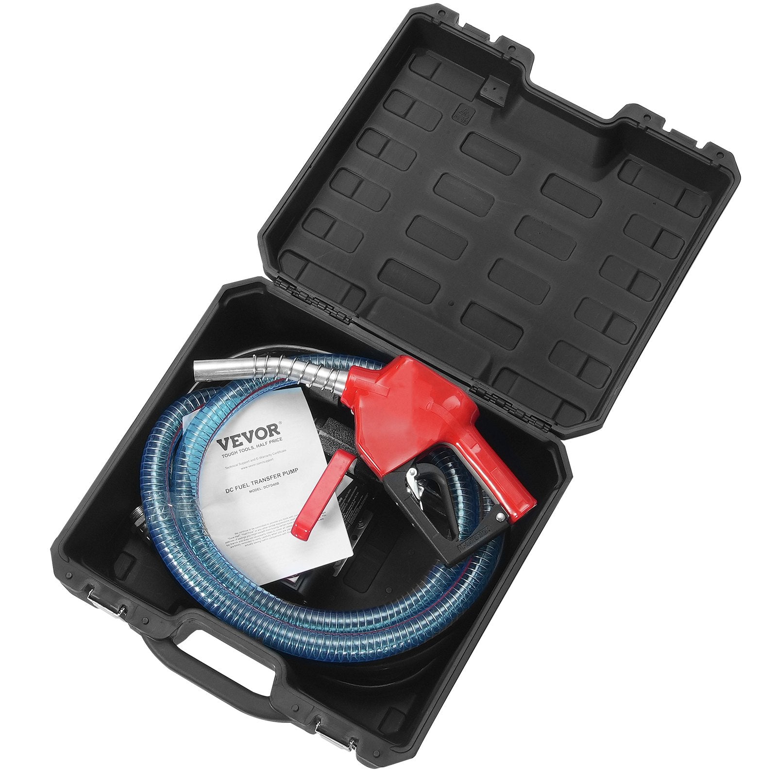 VEVOR Fuel Transfer Pump, 12V DC 10 GPM 1/4 HP, Portable Electric Diesel Transfer Pump with Automatic Shut-Off Fuel Nozzle, High Flow, Long Inlet & Outlet Hose for Diesel, Kerosene, Transformer Fuel