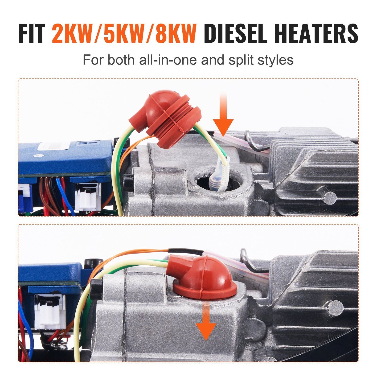 Diesel Heater Glow Plug Kit, Ceramic Glow Plug Repair Kit, Air Diesel Parking Heater Part with Removal Fitting Tool, Diesel Heater Rebuild Kit for 2KW/5KW/8KW Diesel Heater Replacement