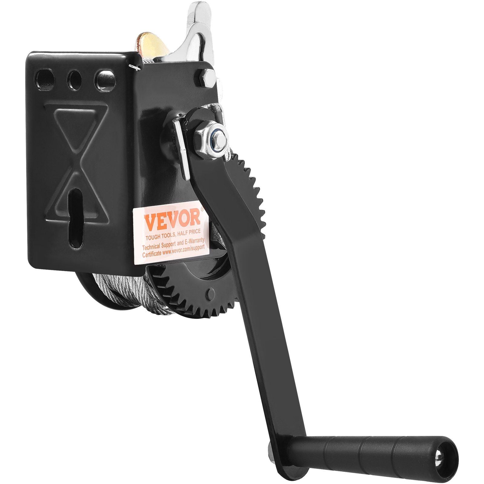Hand Winch, 362.8 kg Pulling Capacity, Boat Trailer Winch Heavy Duty Rope Crank with 10 m Steel Wire Cable and Two-Way Ratchet, Manual Operated Hand Crank Winch for Trailer, Boat or ATV Towing