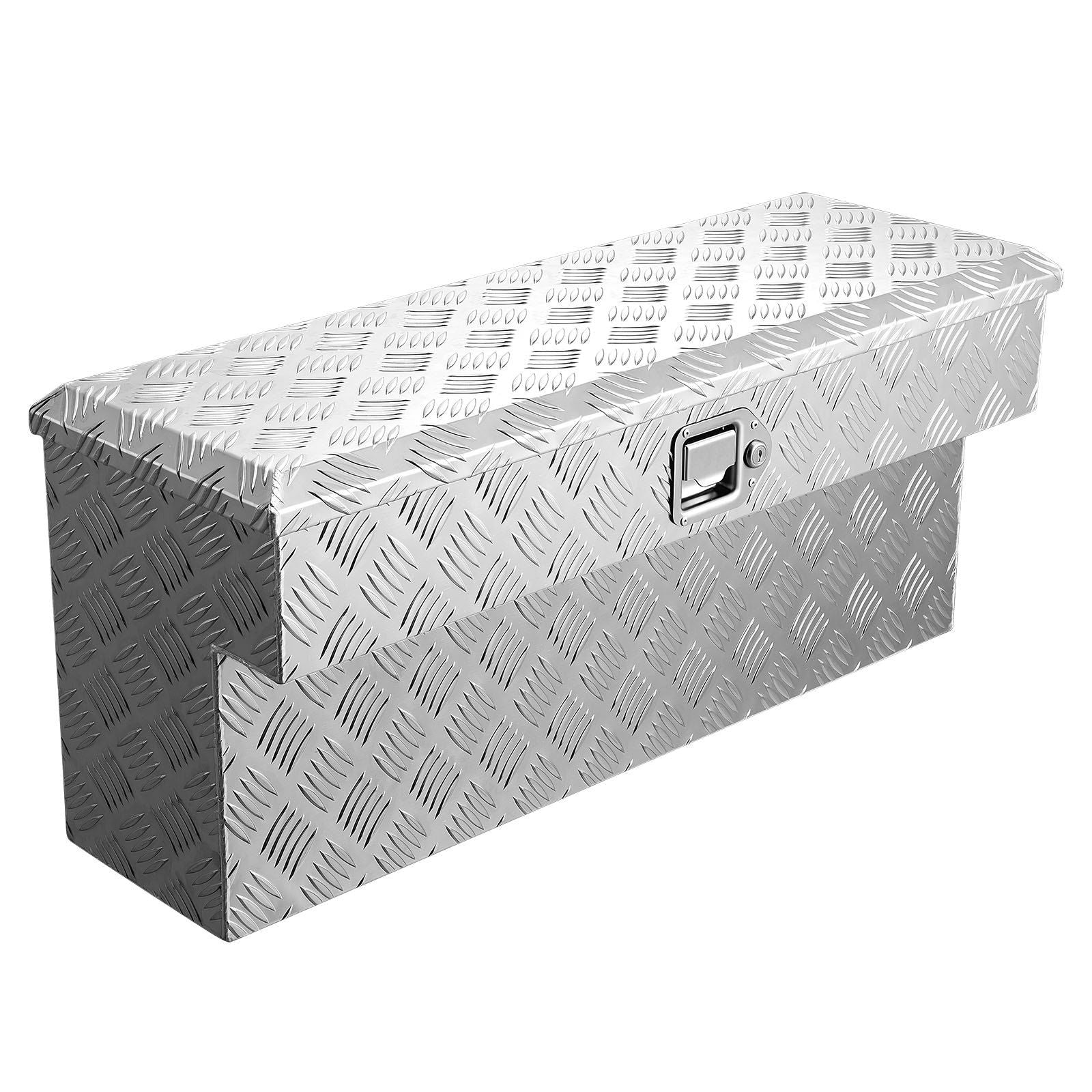 Truck Bed Tool Box, Heavy Duty Aluminum Tool Box with Tread Patterns, Storage Toolbox Chest Organizer with Lock and Key, Ideal for Pickup, Truck Bed, RV, Trailer, 864 x 305 x 390 mm, Silver