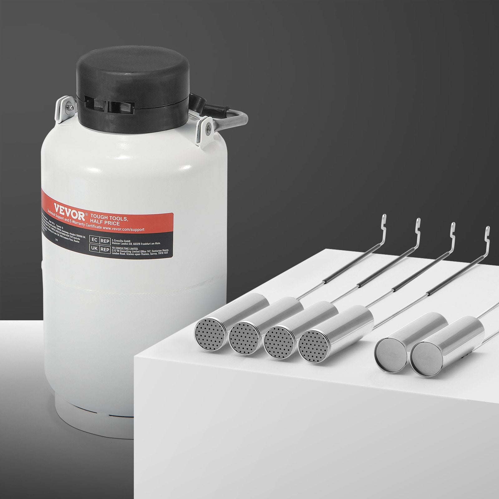 VEVOR Liquid Nitrogen Tank, 3 L Aluminum Alloy Liquid Nitrogen Container, LN2 Tank Dewar with 6 Canisters and Carry Bag with Straps, Cryogenic Tank for Beauty Industry, Semen Preservation, Scientific