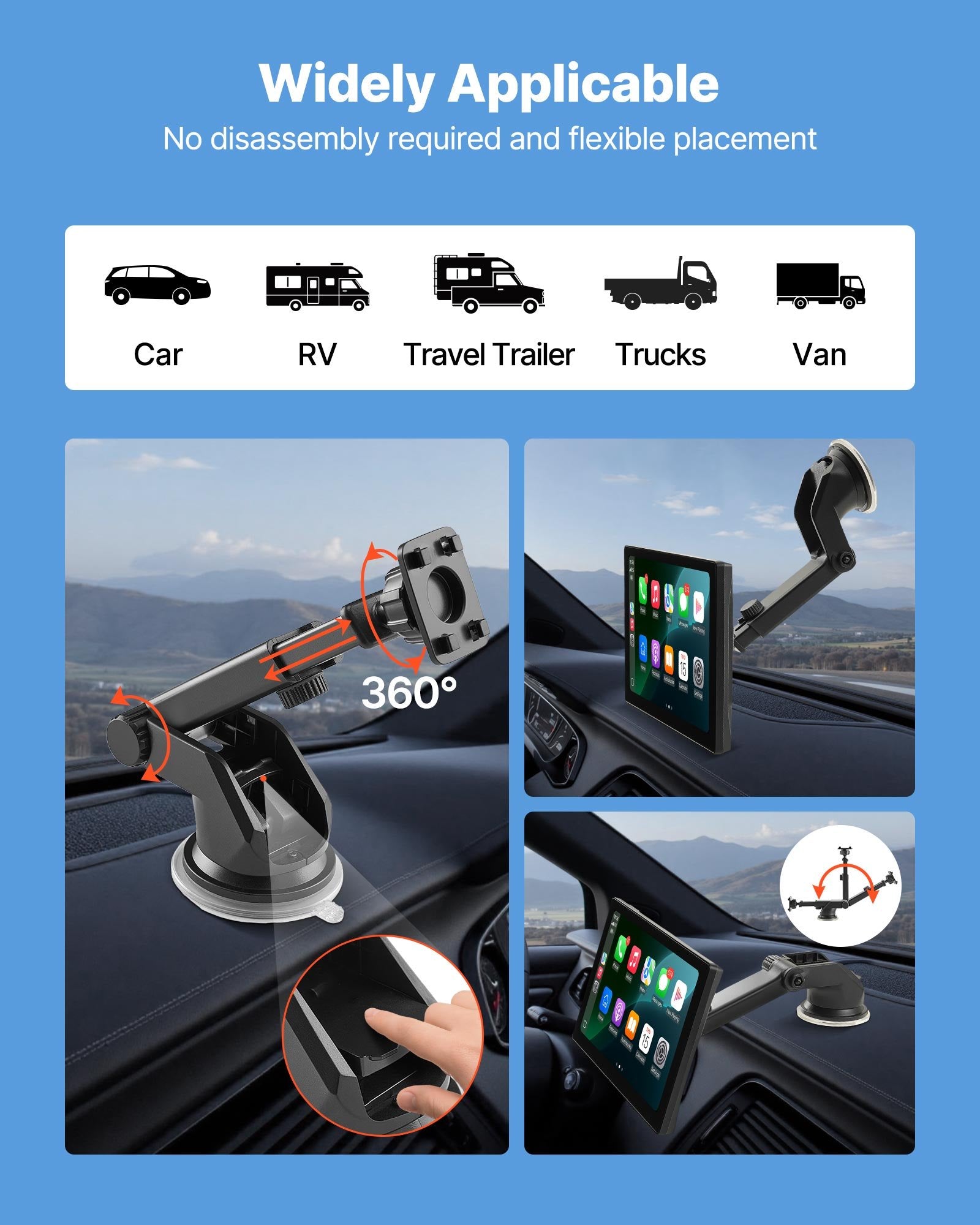 VEVOR Car Stereo Radio CarPlay Touchscreen 228.6 mm Apple Android Backup Camera