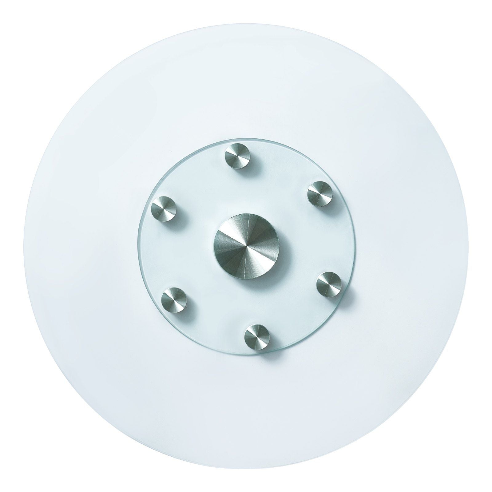 76.8 cm Glass Lazy Susan Turntable, Tempered Glass Dining Table Centerpiece with 6 Rotating Wheels, 360° Smooth & Silent Spin Tabletop Rotating Tray, for Family Gatherings, Banquets & Weddings