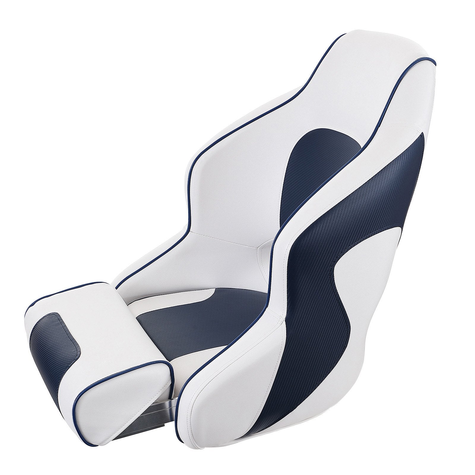 VEVOR Captain Bucket Seat Boat Seat, Flip Up Boat Seat, with Thickened Sponge Padding, Flip-up Bolster Boat Captain Chair for Fishing Boat, Sightseeing Boat, Speedboat, Canoe, 1-Piece