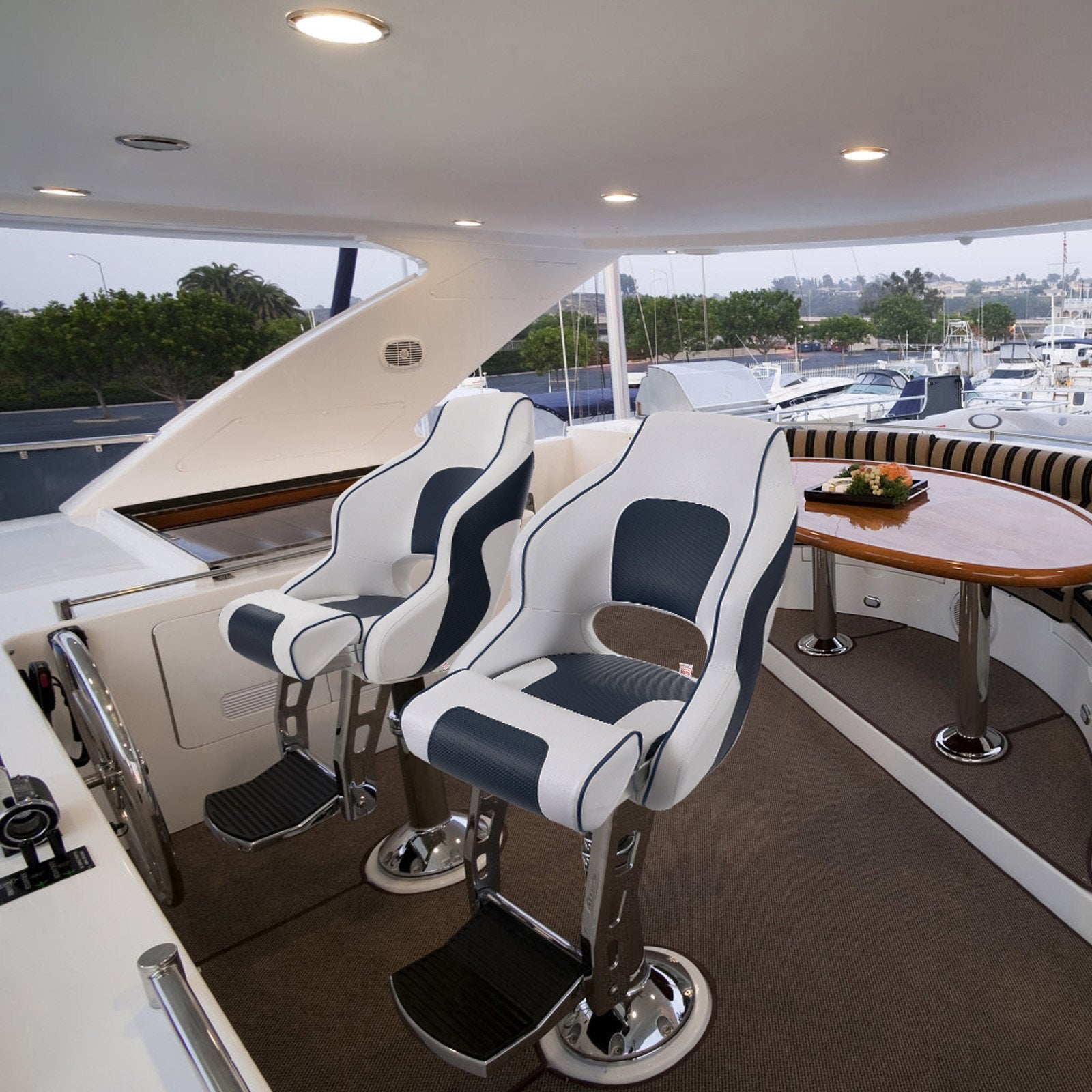 VEVOR Captain Bucket Seat Boat Seat, Flip Up Boat Seat, with Thickened Sponge Padding, Flip-up Bolster Boat Captain Chair for Fishing Boat, Sightseeing Boat, Speedboat, Canoe, 1-Piece