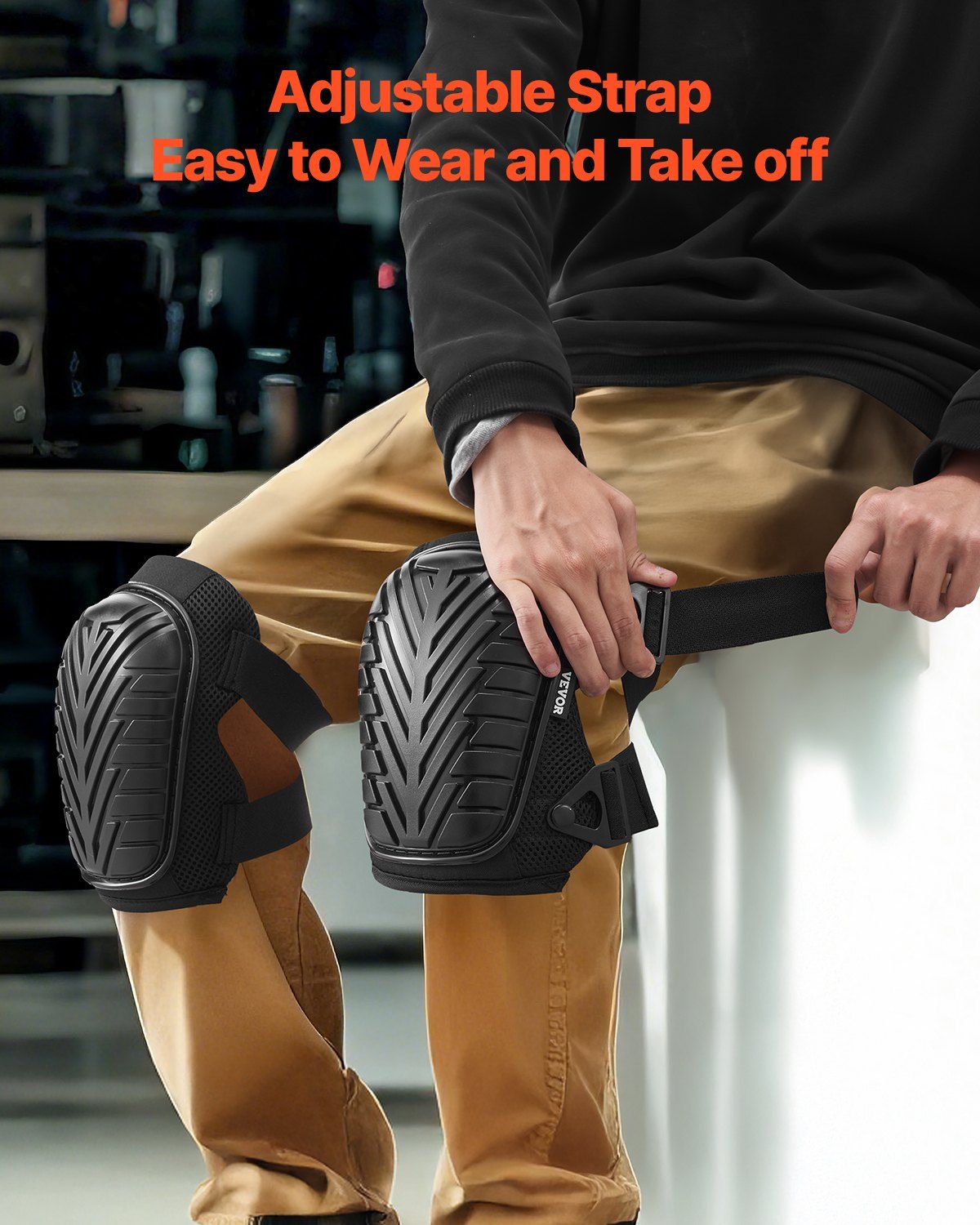 Knee Pads for Work, Heavy Duty Construction Knee Pads with Adjustable Straps & Rivets, Thick Gel Knee Pads with Foam Cushion for All-Round Knee Protection, Fit Men & Women for Flooring Gardening