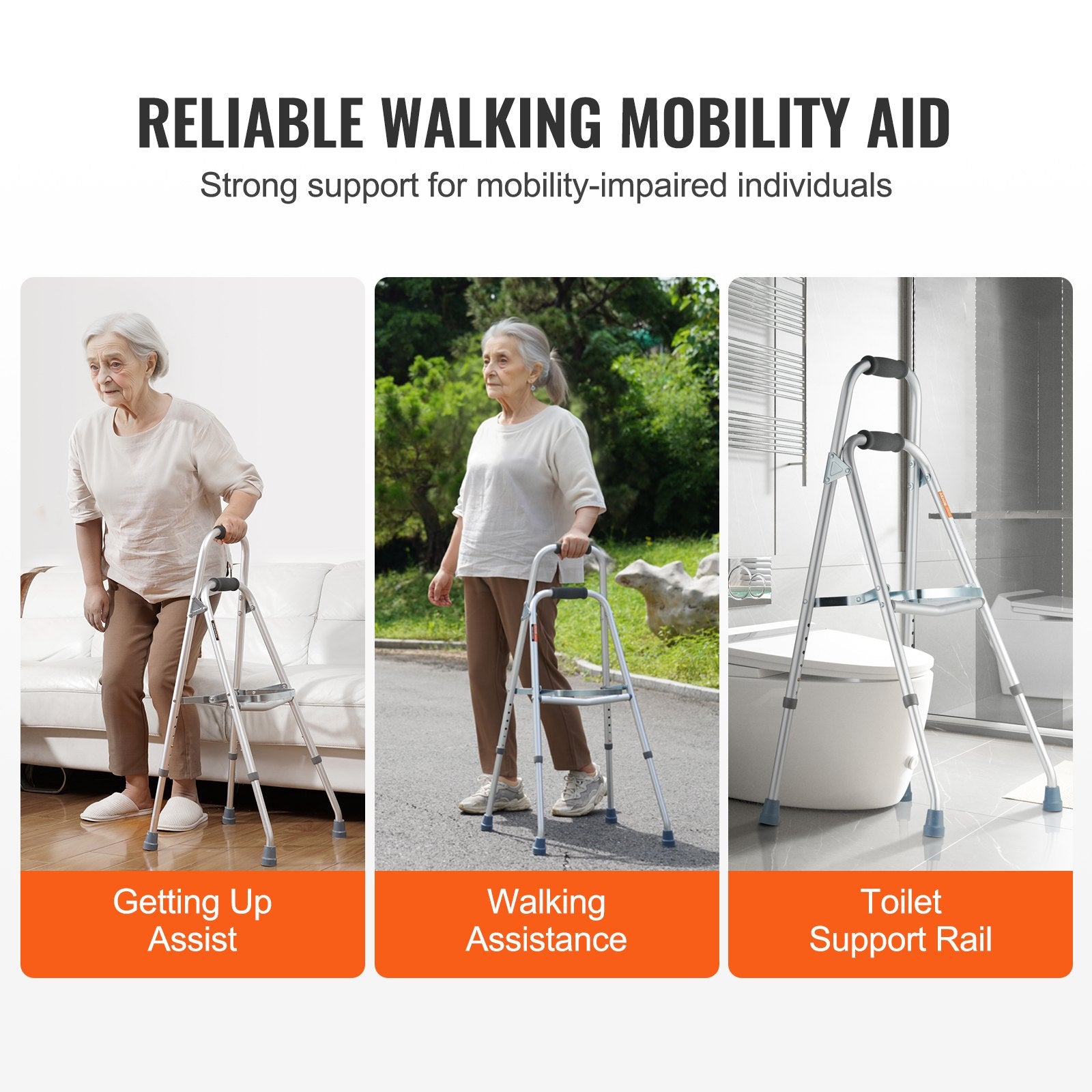 VEVOR Folding Hemi Walker One Arm Mobility Walker for Senior & Adjustable Height