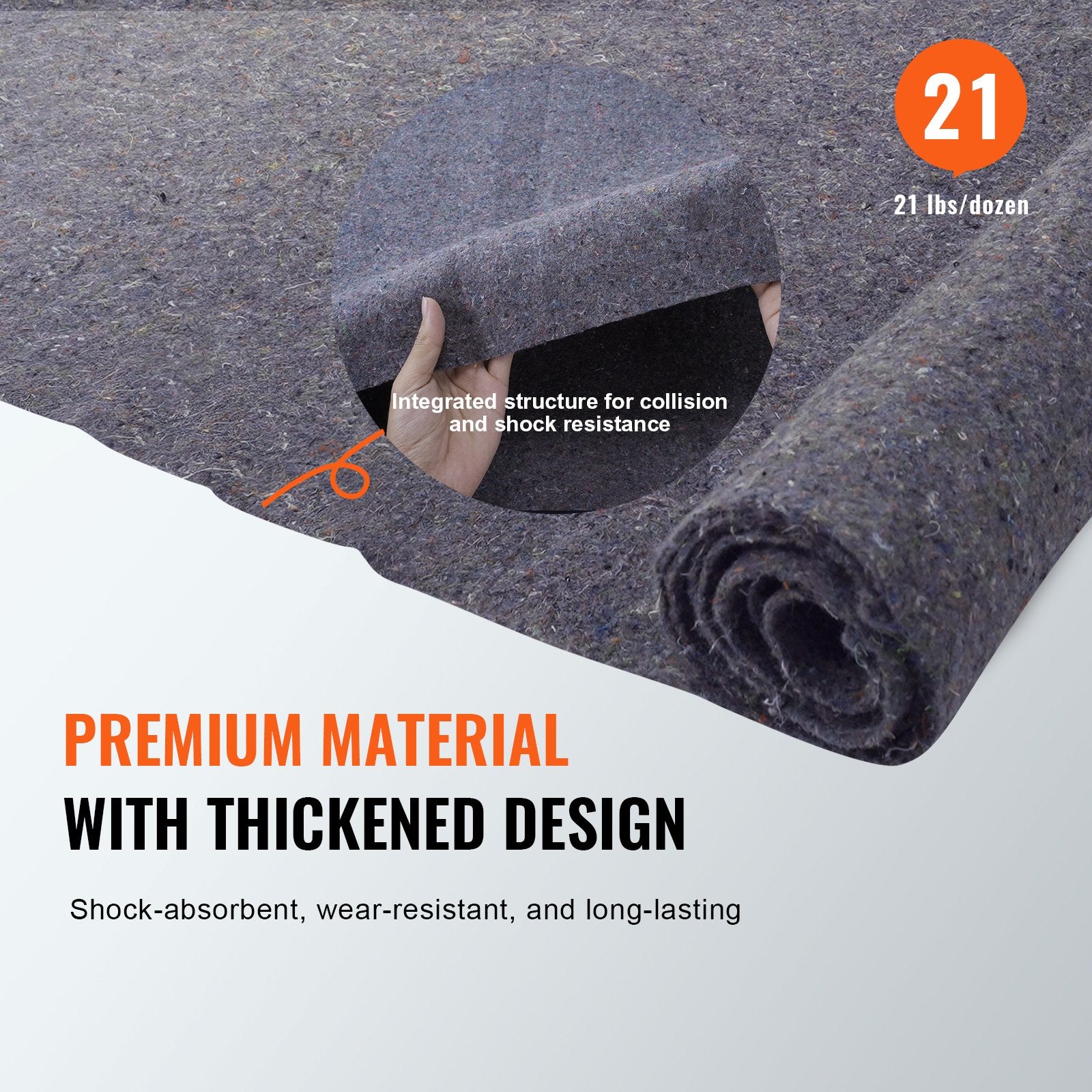 VEVOR Moving Blankets, 1829 x 1372 mm, 12 kg/dz Weight, 12 Pack, Professional Recycled Cotton Packing Blanket, Large Heavy Duty Shipping Mover Pads Perfect for Protecting Furniture, Floors, Appliances