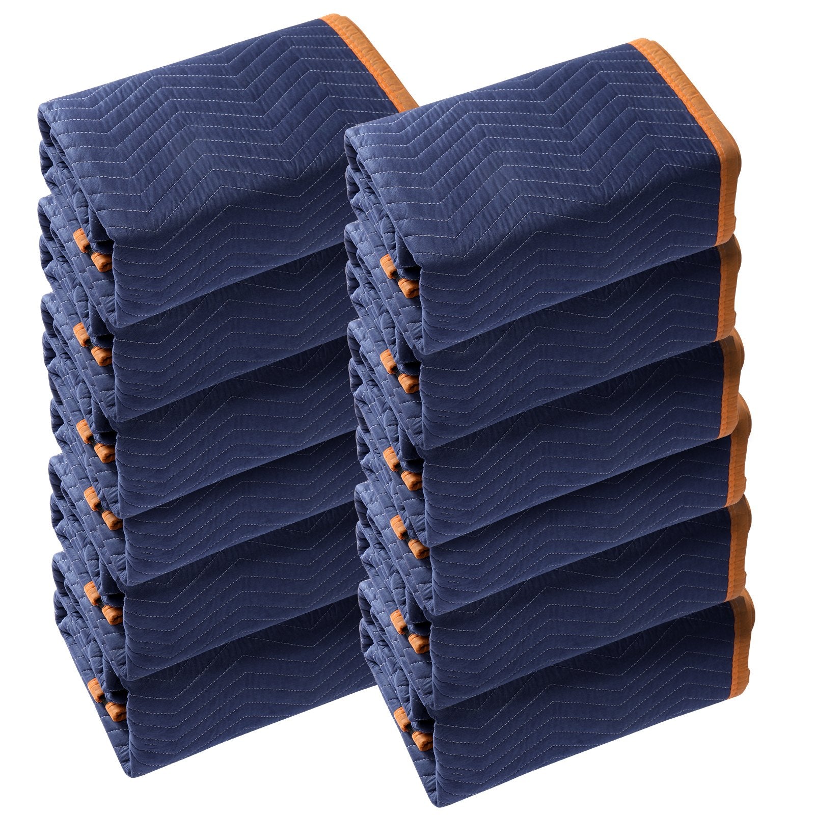 VEVOR Moving Blankets, 2032 x 1829 mm, 29.5 kg/dz, 12 Packs, Professional Non-Woven & Recycled Cotton Packing Blanket, Heavy Duty Mover Pads for Protecting Furniture, Floors, Appliances, Blue/Orange