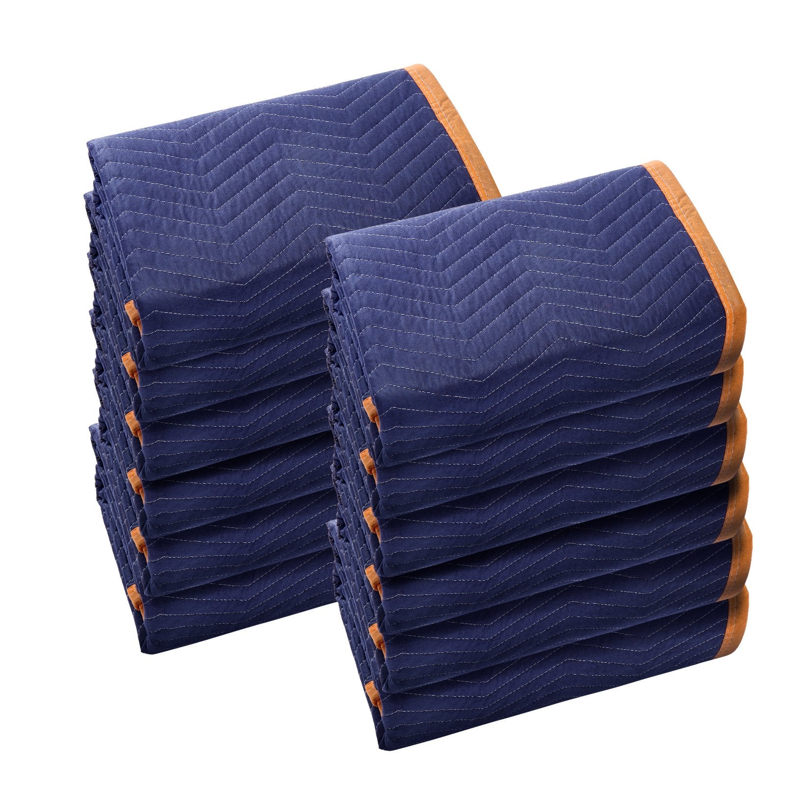 VEVOR Moving Blankets, 2032 x 1829 mm, 15.6 kg/dz, 12 Packs, Professional Non-Woven & Recycled Cotton Packing Blanket, Heavy Duty Mover Pads for Protecting Furniture, Floors, Appliances, Blue/Orange