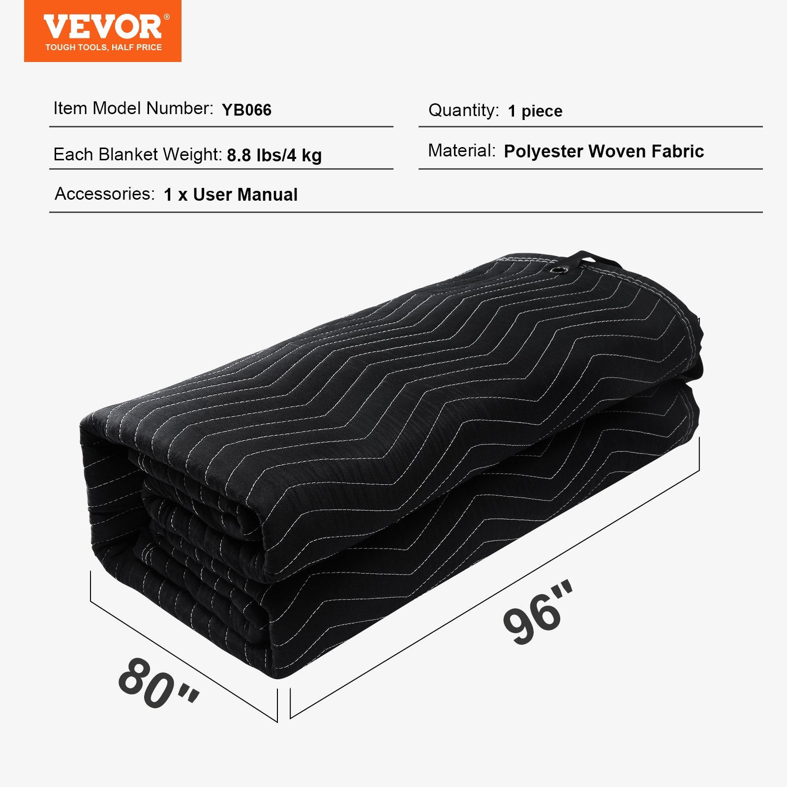 VEVOR Sound Dampening Blanket, 2438 x 2032 mm Extra Large Studio Grommeted Soundproof Blanket with Grommets, Light Blocker for Door Acoustic Noise Blocking Blanket Studio Sound Absorption Sheet, Black