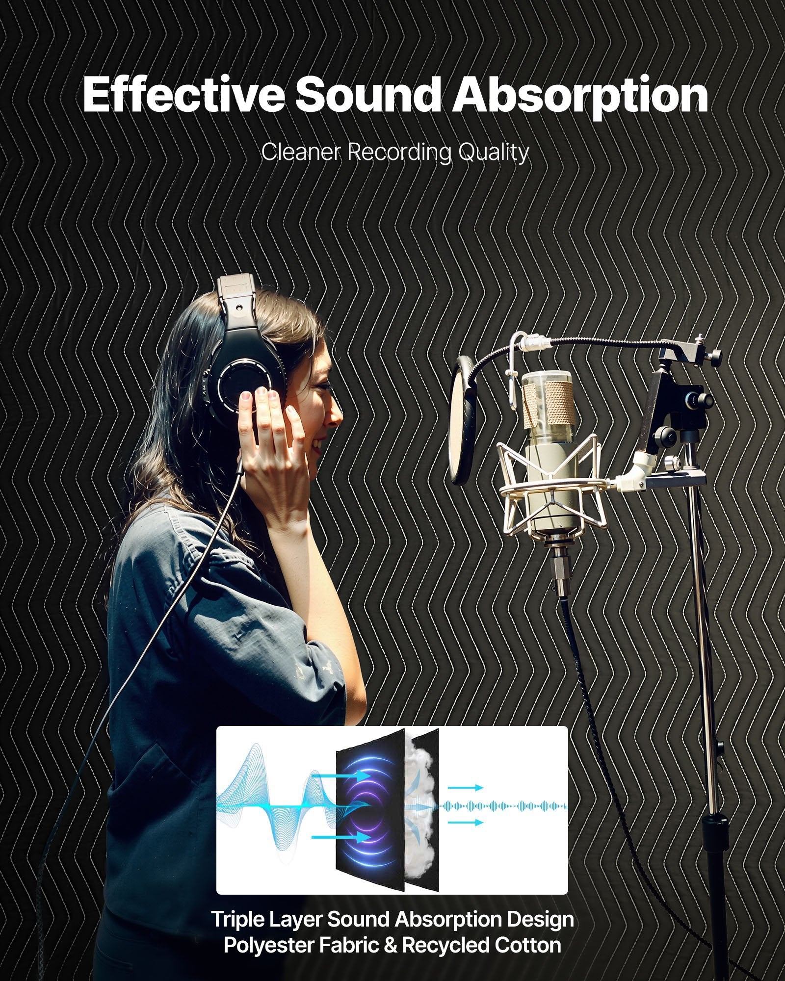 VEVOR Sound Dampening Blankets, Soundproof Curtains with 2032 x 1219 mm, Soundproof Blanket with Grommets, Studio Grommeted Blanket, for Window, Door, Light Blocker, Music Recording, Black