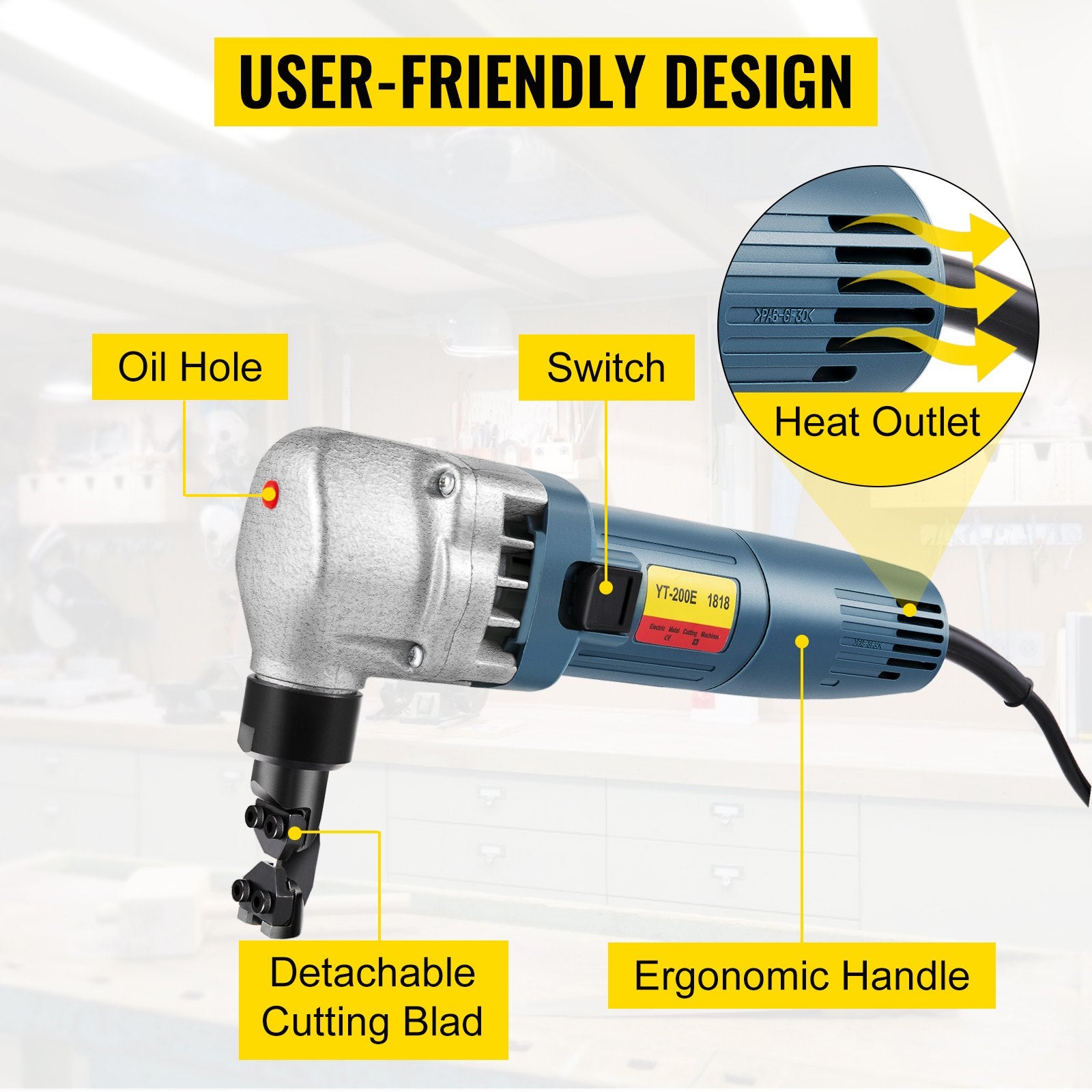 VEVOR Electric Nibbler 1.8mm Heavy Duty Metal Sheet Cutter Stainless Steel 380W