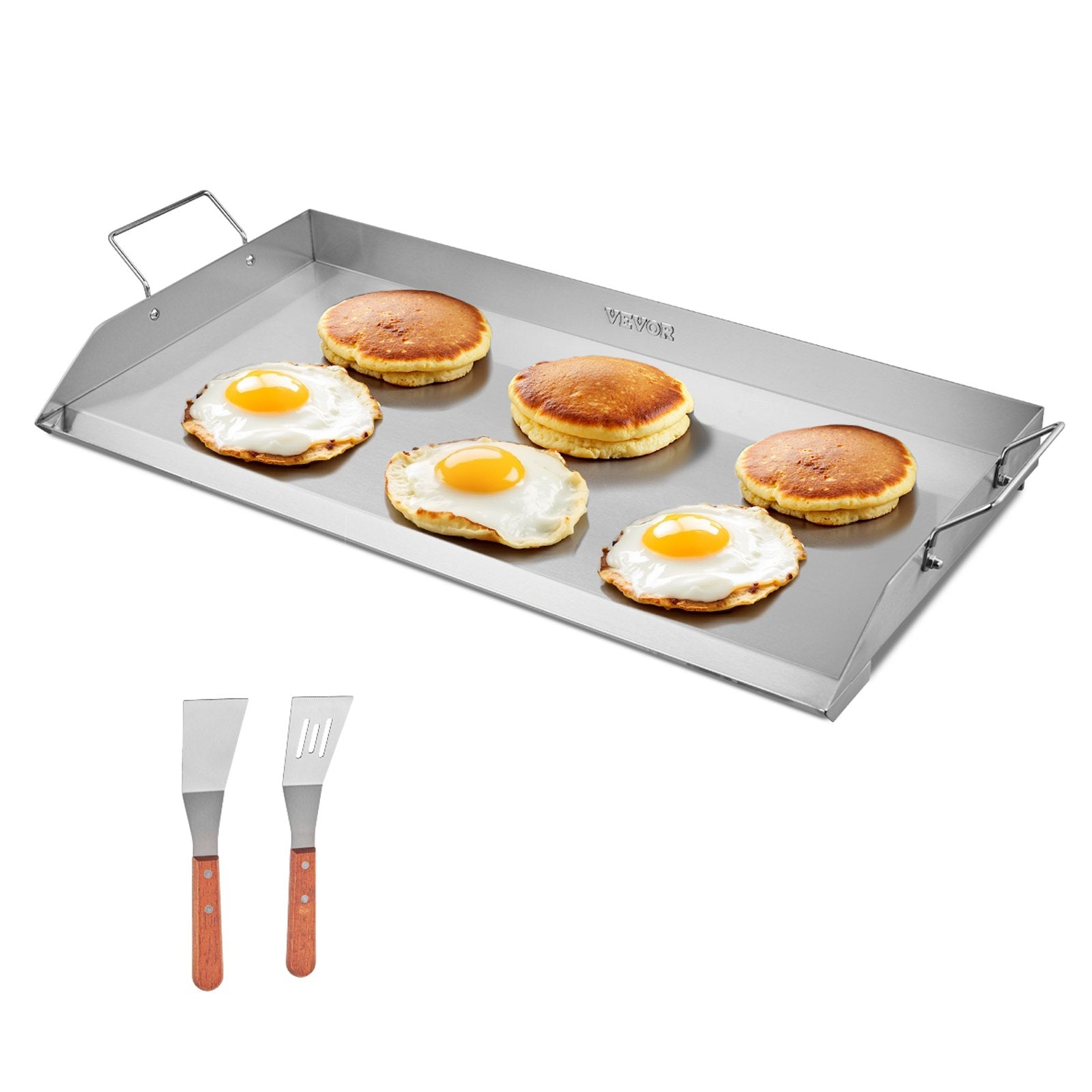 VEVOR Stainless Steel Griddle, 32x16 inch Universal Flat Top Rectangular Plate, Gas Grill Griddle for BBQ Grill, Teppanyaki, Portable Family Cookware with Handle, for Camping Tailgating Party