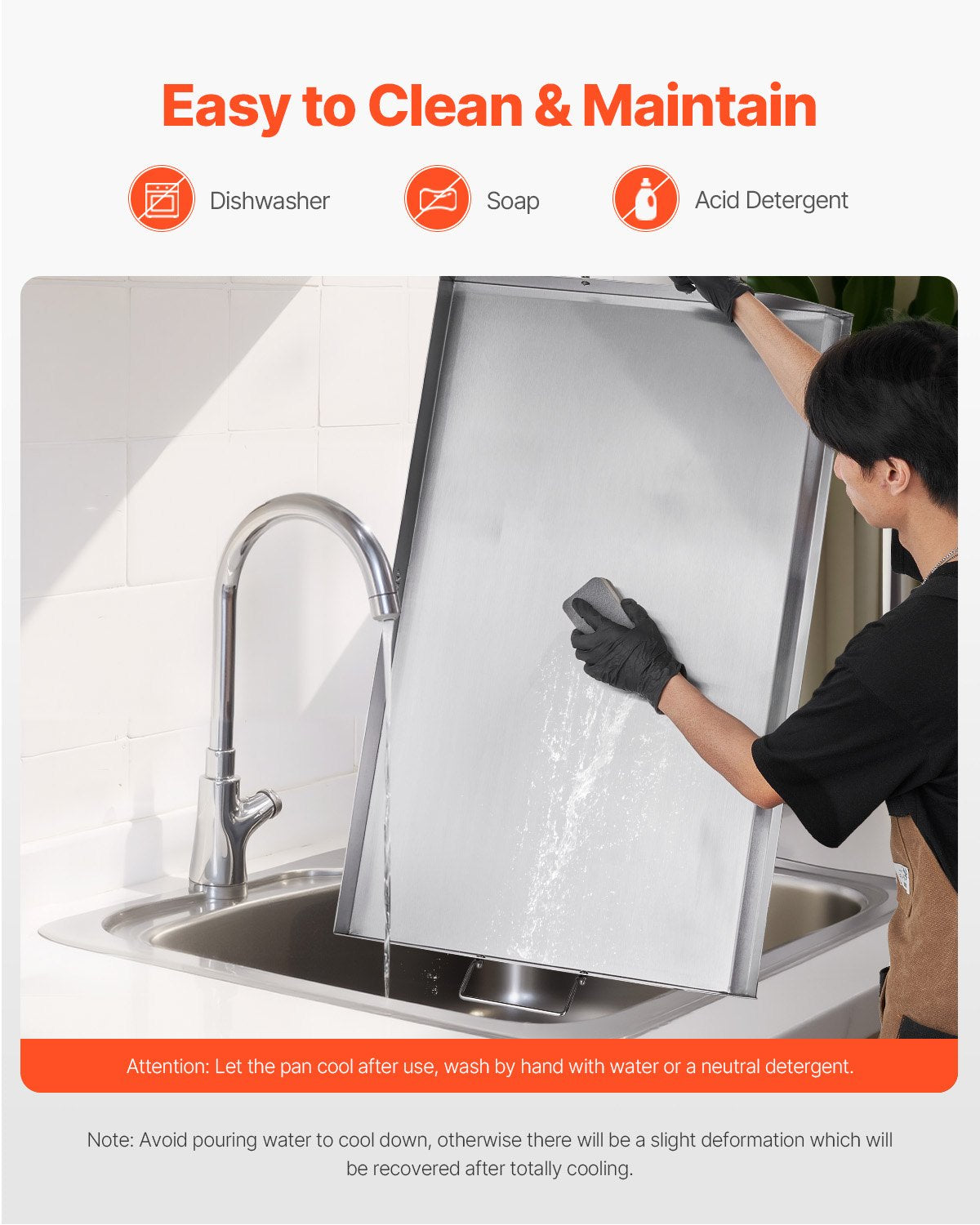 VEVOR 36x22 in Flat Top Griddle Stainless Steel Universal BBQ Grill Pan Cookware