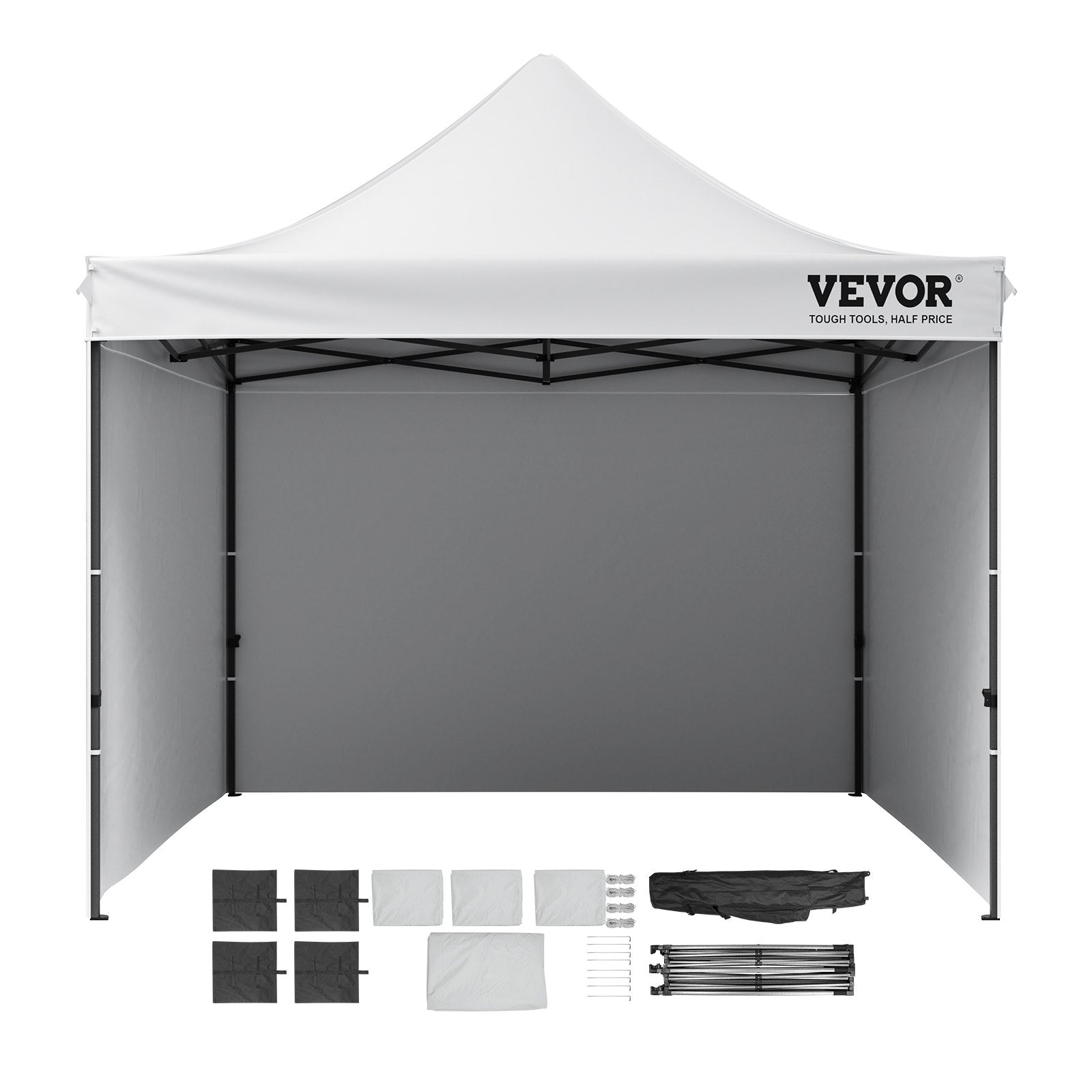 VEVOR Pop Up Canopy Tent Outdoor Gazebo Tent 10x10FT with Sidewalls & Bag White