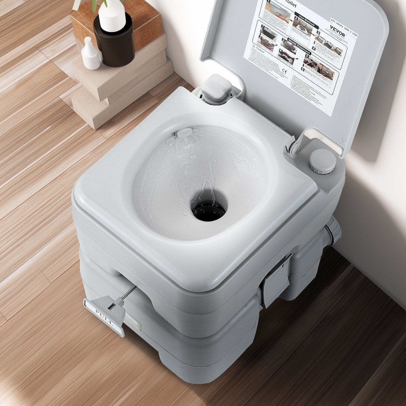 Portable Toilet for Camping, Porta Potty with Carry Bag, 5.3 Gal Waste Tank & 3.2 Gal Flush Tank, Push-Button Pressurized Flush Commode, Leak-proof and Odourless Travel Toilet for Camping Car