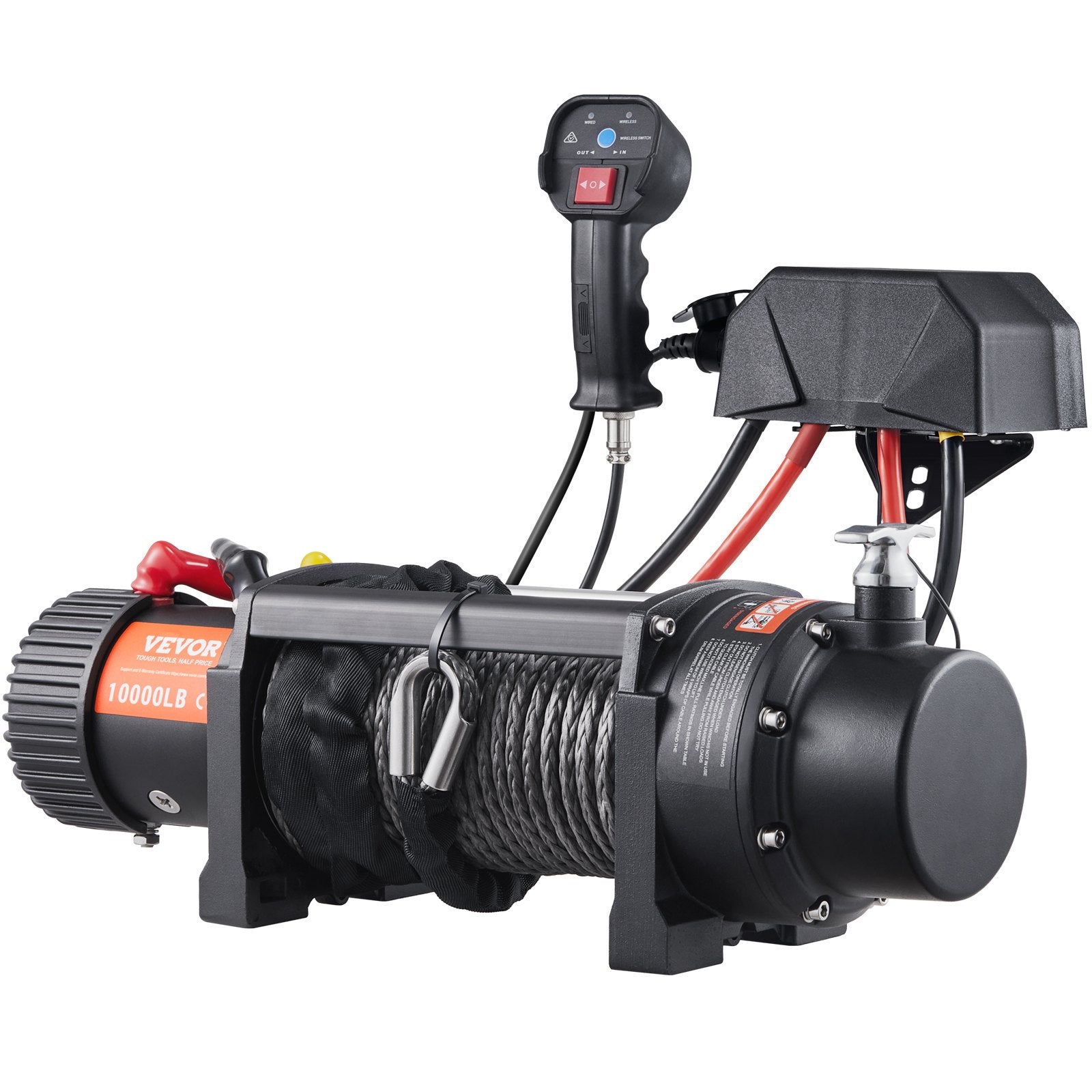 VEVOR Electric Winch, 4536 kg Load Capacity Nylon Rope Winch, IP67 8.9 mm x 25.9 m ATV Winch with Wireless Handheld Remote & Hawse Fairlead for Towing Jeep Off-Road SUV Truck Car Trailer Boat