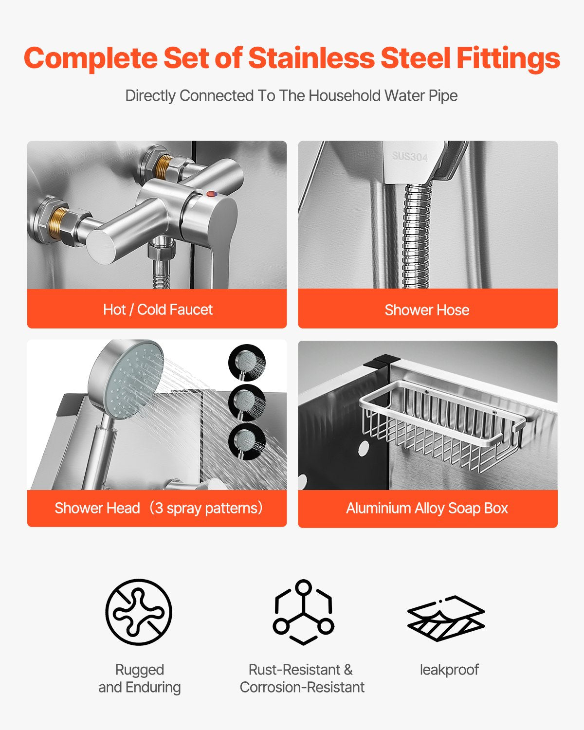 VEVOR 127 cm Electric Dog Grooming Bath Tub Stainless Steel w Water Filter