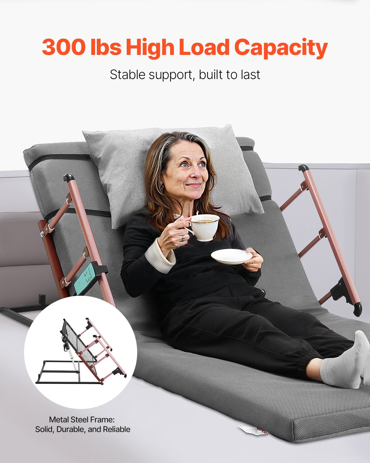 VEVOR Electric Lifting Backrest 136 kg 4-68° Adjustable with Folable Guardrail, 1910 x 960 mm