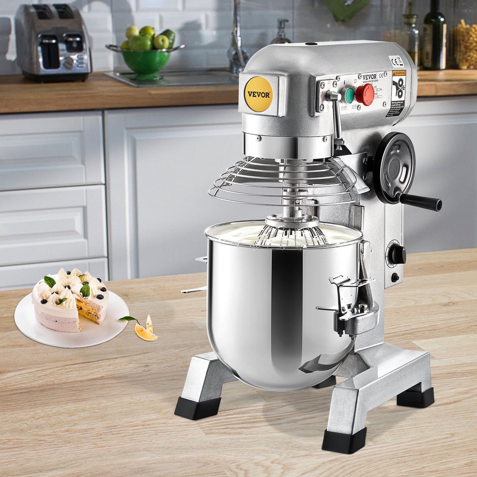 VEVOR Commercial Stand Mixer, 850W Heavy Duty Electric Food Mixer, 15Qt Stainless Steel Bowl with 3 Speeds Adjustable 113/184/341 RPM, Dough Hook Whisk Beater Included, Perfect for Bakery Pizzeria