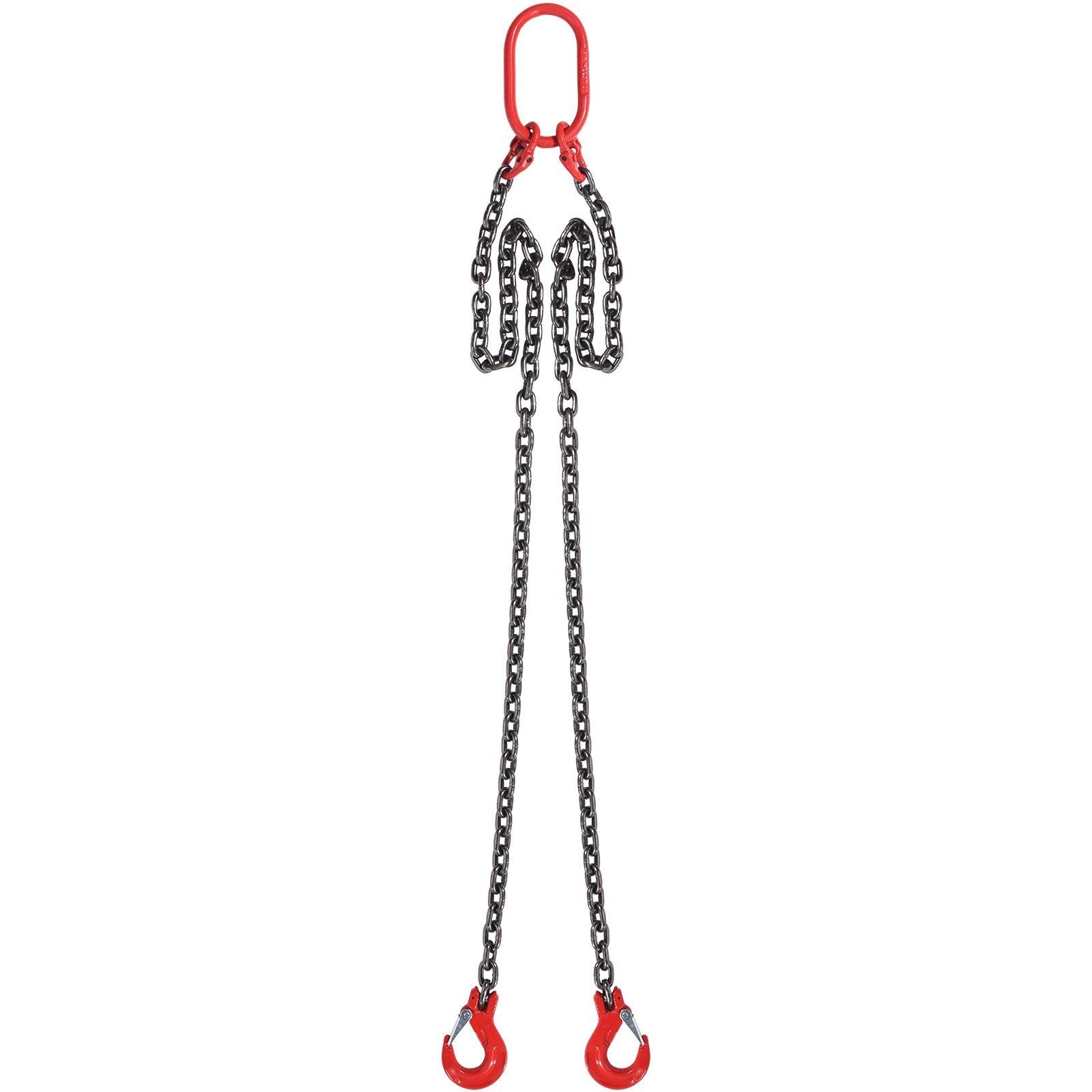 Chain Sling, 8 mm x 150 cm Lifting Chains with Hooks, G80 Engine Chain Hoist Lifts, 3 Ton Capacity Lifting Sling Chains for Engine Hoist, Engine Lift Chain with 2 Leg Grab Hooks, Heavy Duty