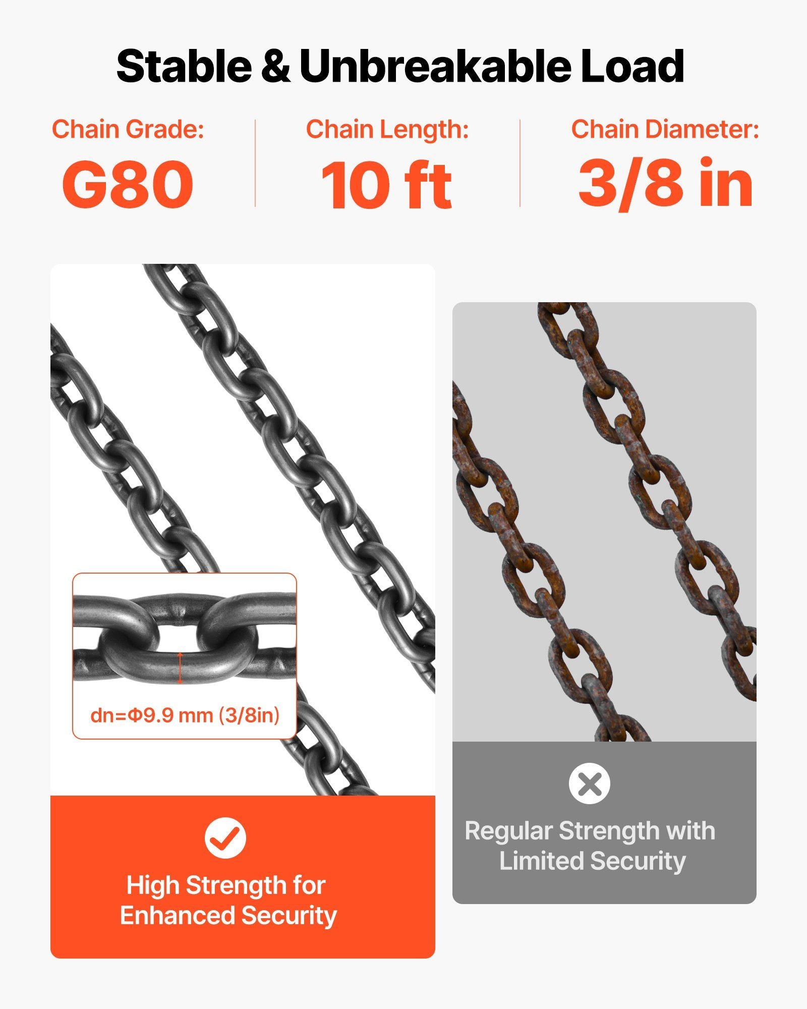 Chain Sling, 10mm x 3 m Lifting Chains with 4 Leg Grab Hooks, Heavy Duty G80 Alloy Steel Lifting Sling, 10.4 Ton Capacity, Adjustable Engine Chain Hoist Lifts for Cargo Security Towing