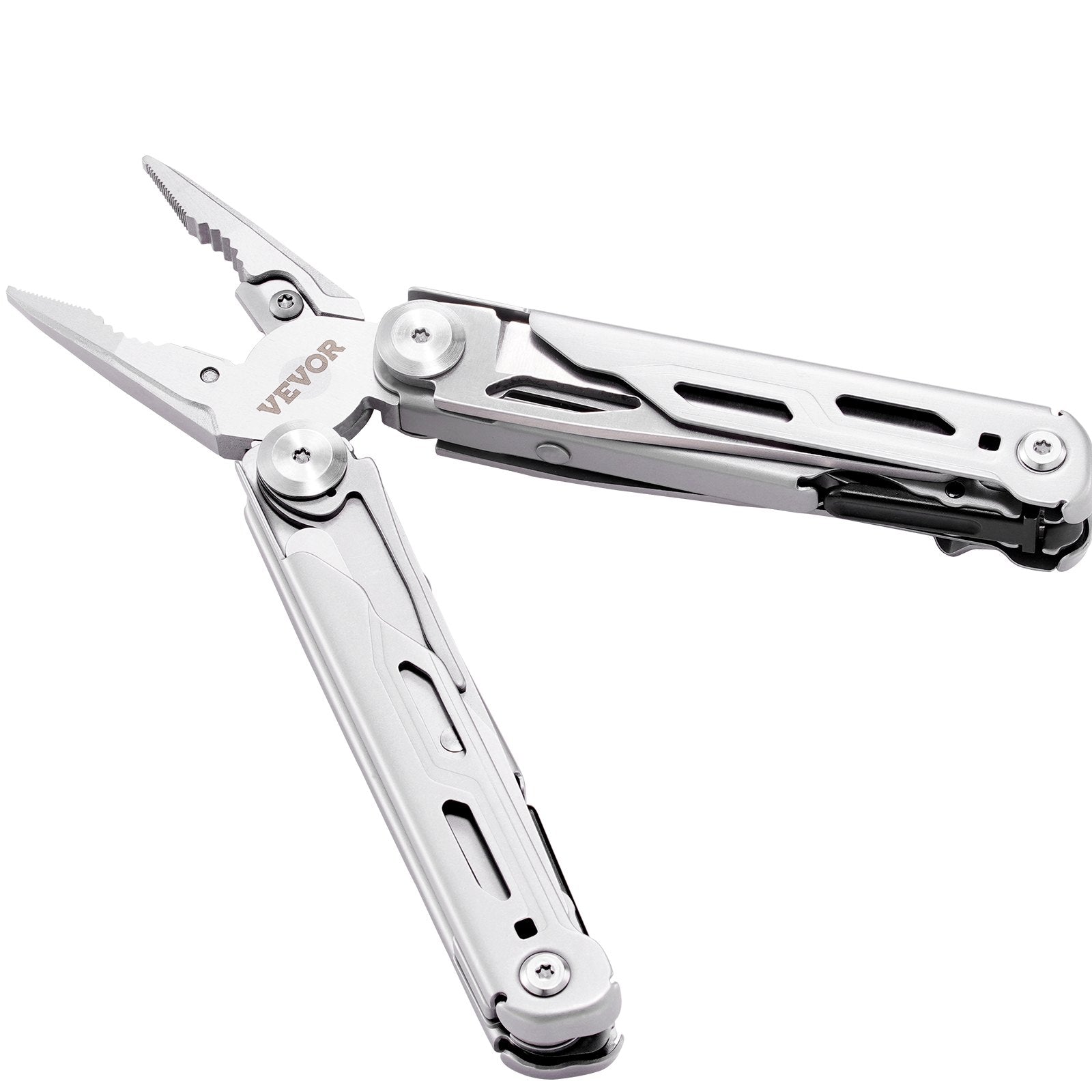 VEVOR 16-In-1 Multitool Pliers, Multi Tool Pliers, Cutters, Knife, Scissors, Ruler, Screwdrivers, Wood Saw, Can Bottle Opener, with Safety Locking and Sheath, for Survival, Camping, Hunting and Hiking